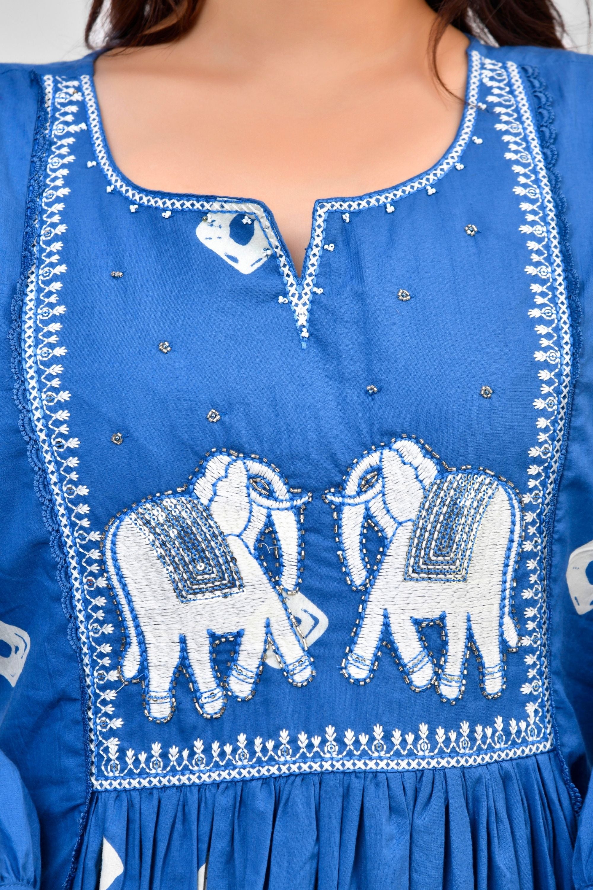 A-line kurti with pant & Dupatta Set