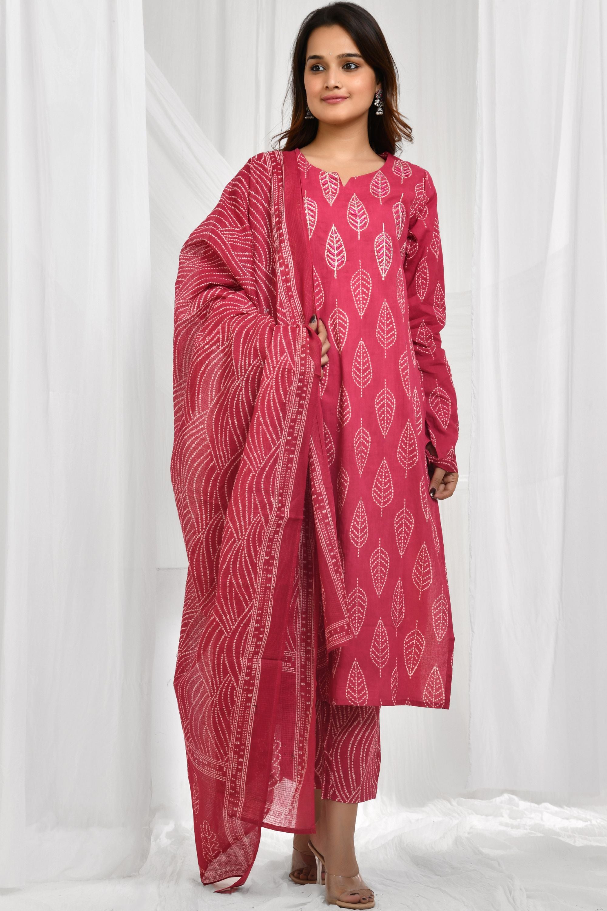Churidar Sleeve Dupatta Pant Set