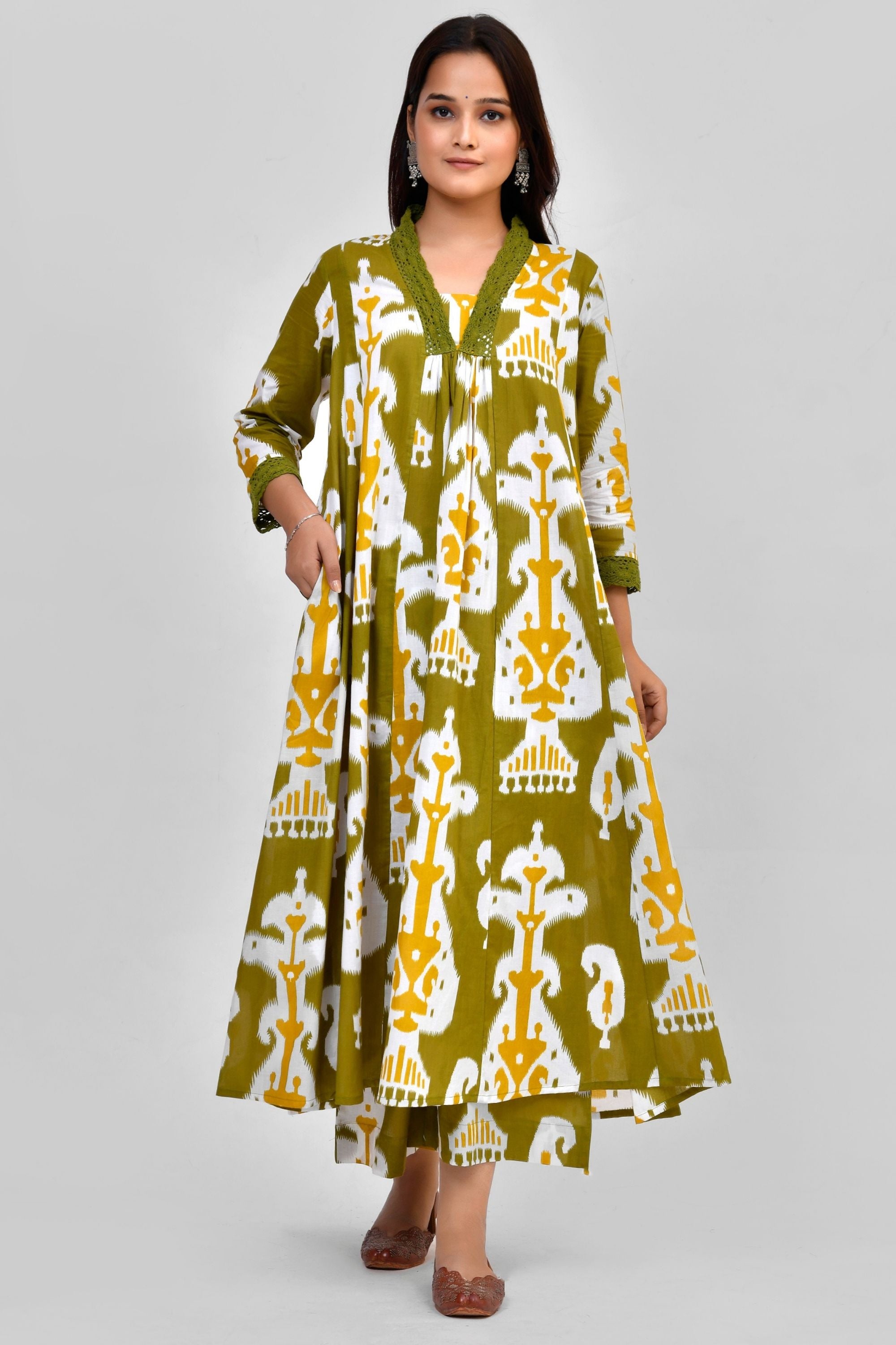 Abstract print Kurti Pant Set