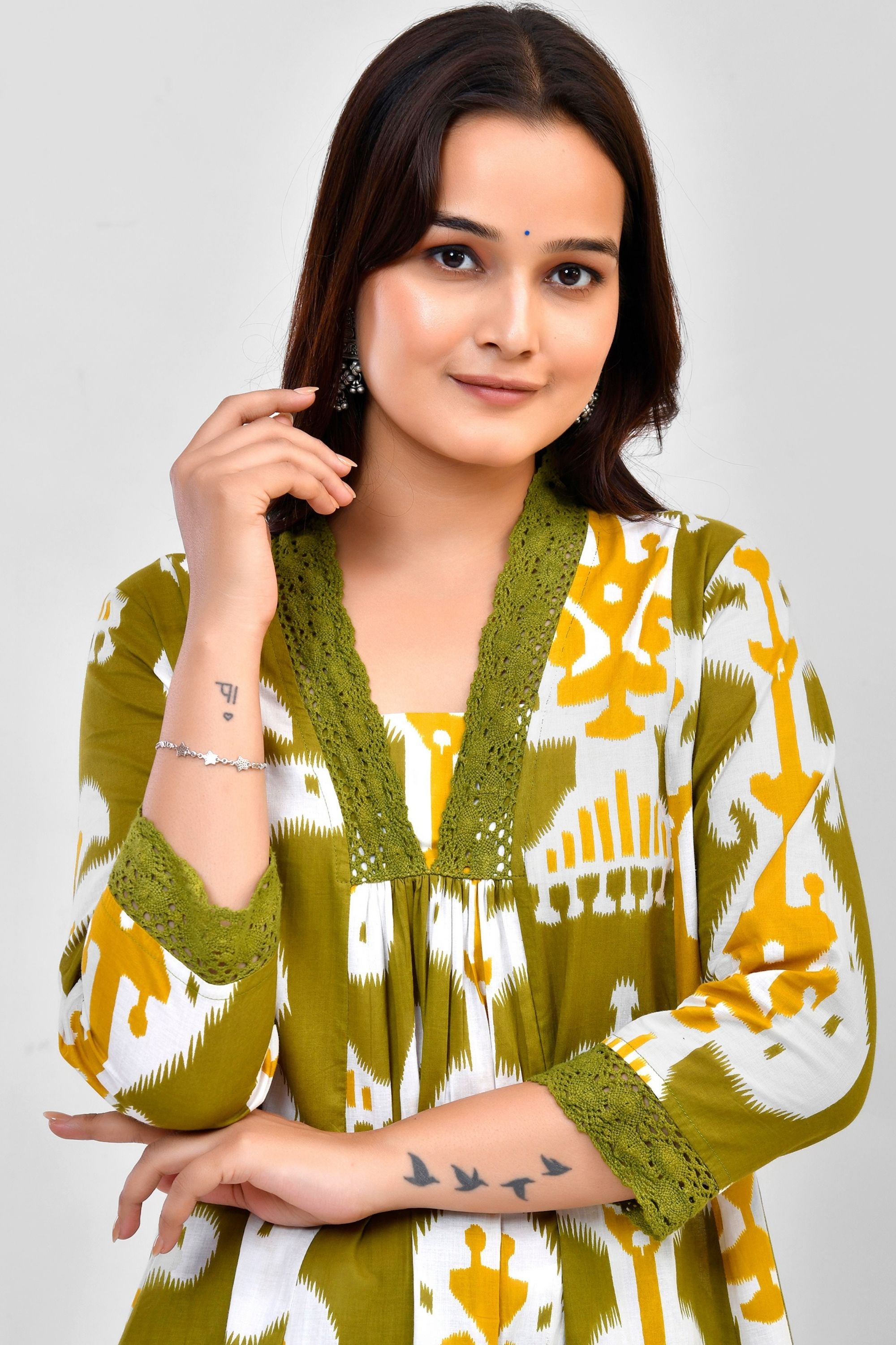 Abstract print Kurti Pant Set