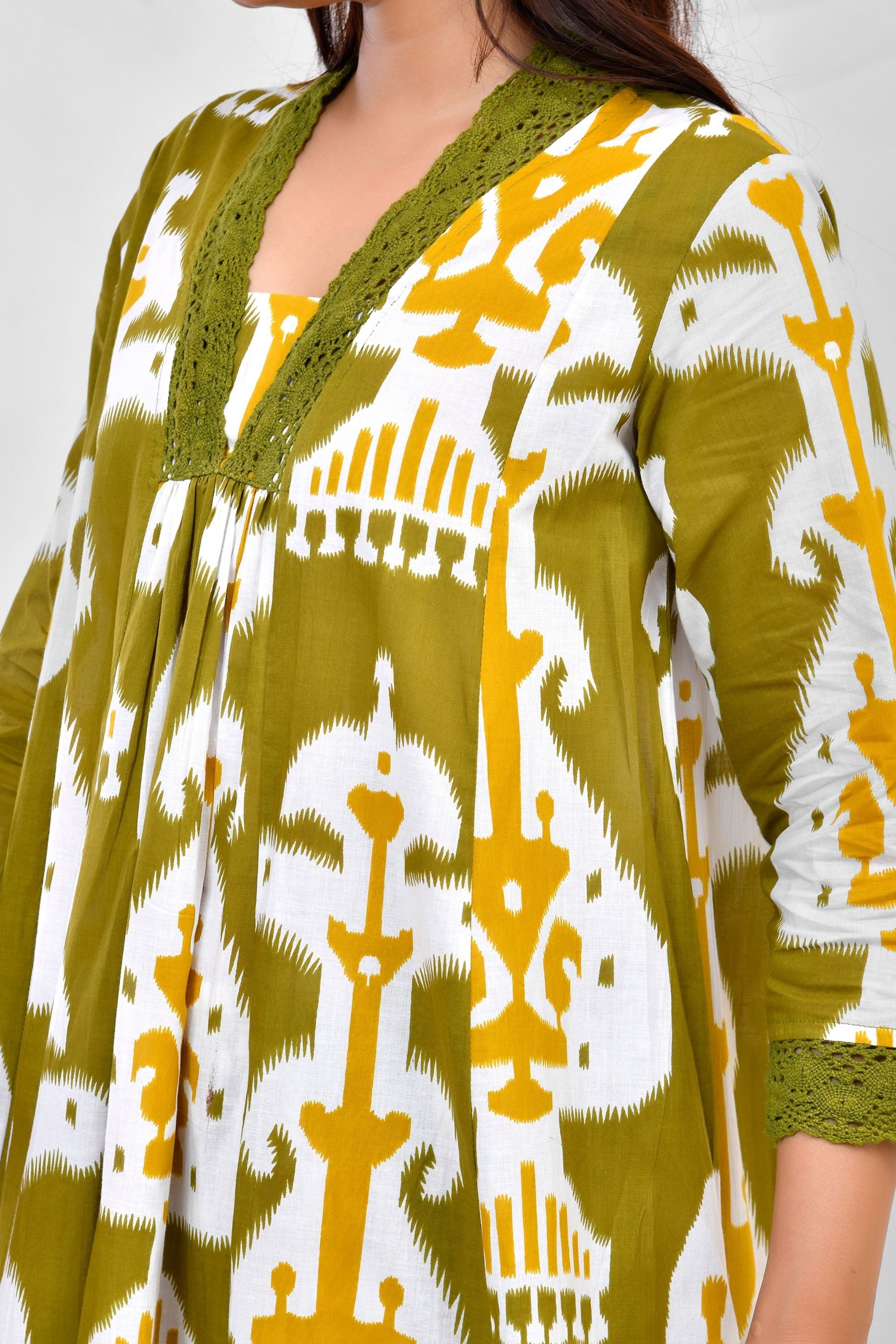 Abstract print Kurti Pant Set