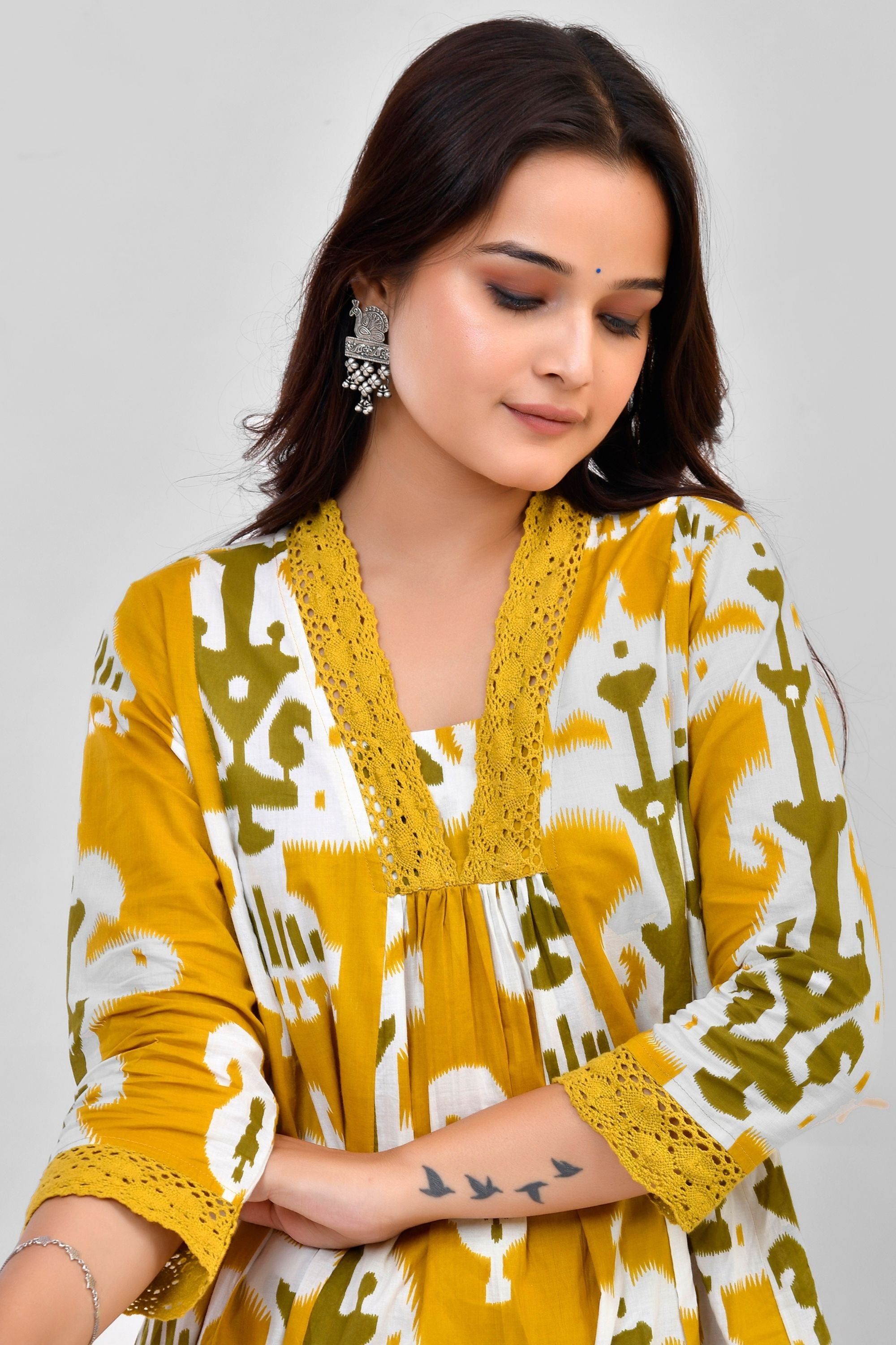 Abstract print Kurti Pant Set