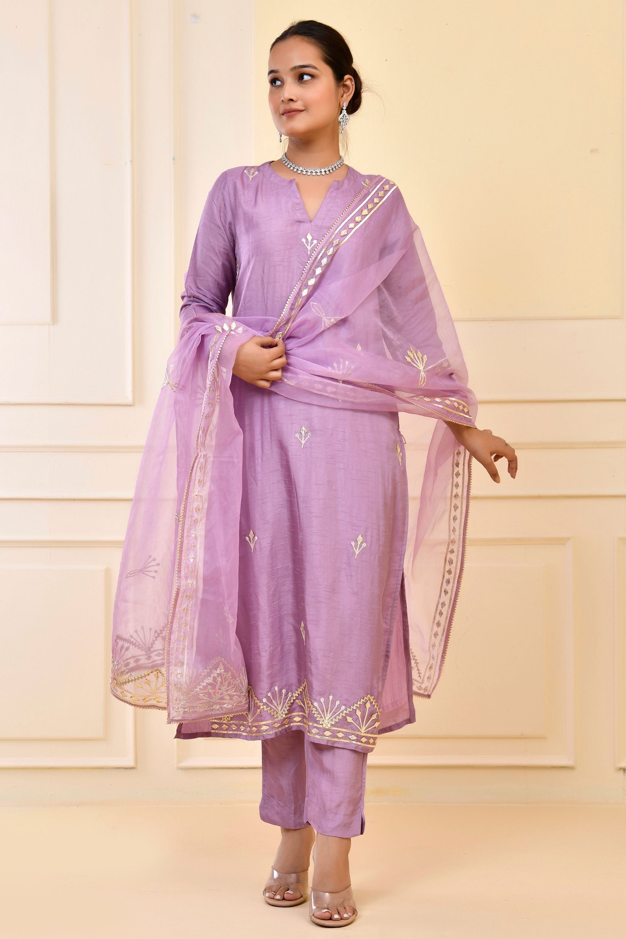 Lilac Dupatta Pant Set