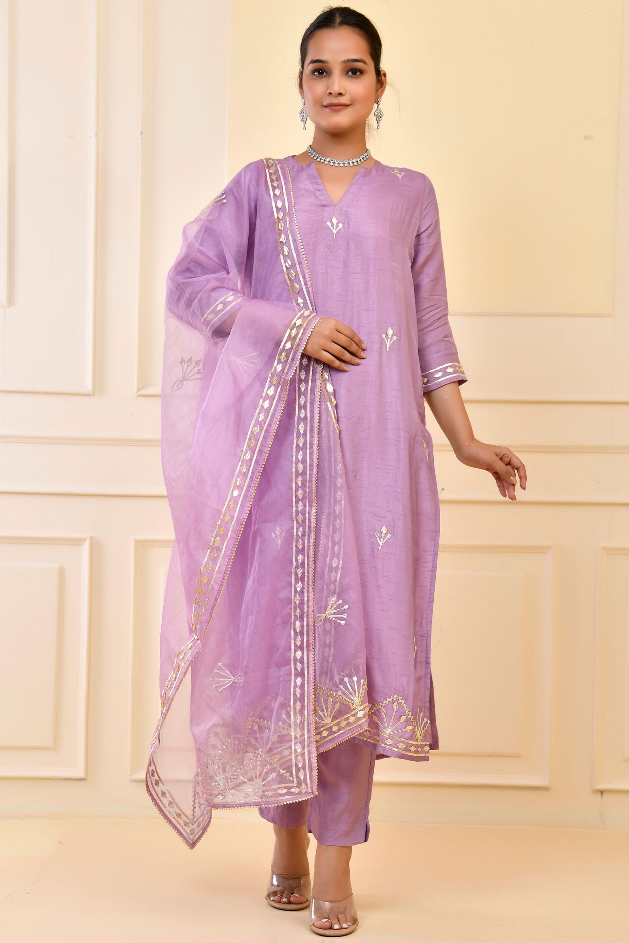Lilac Dupatta Pant Set