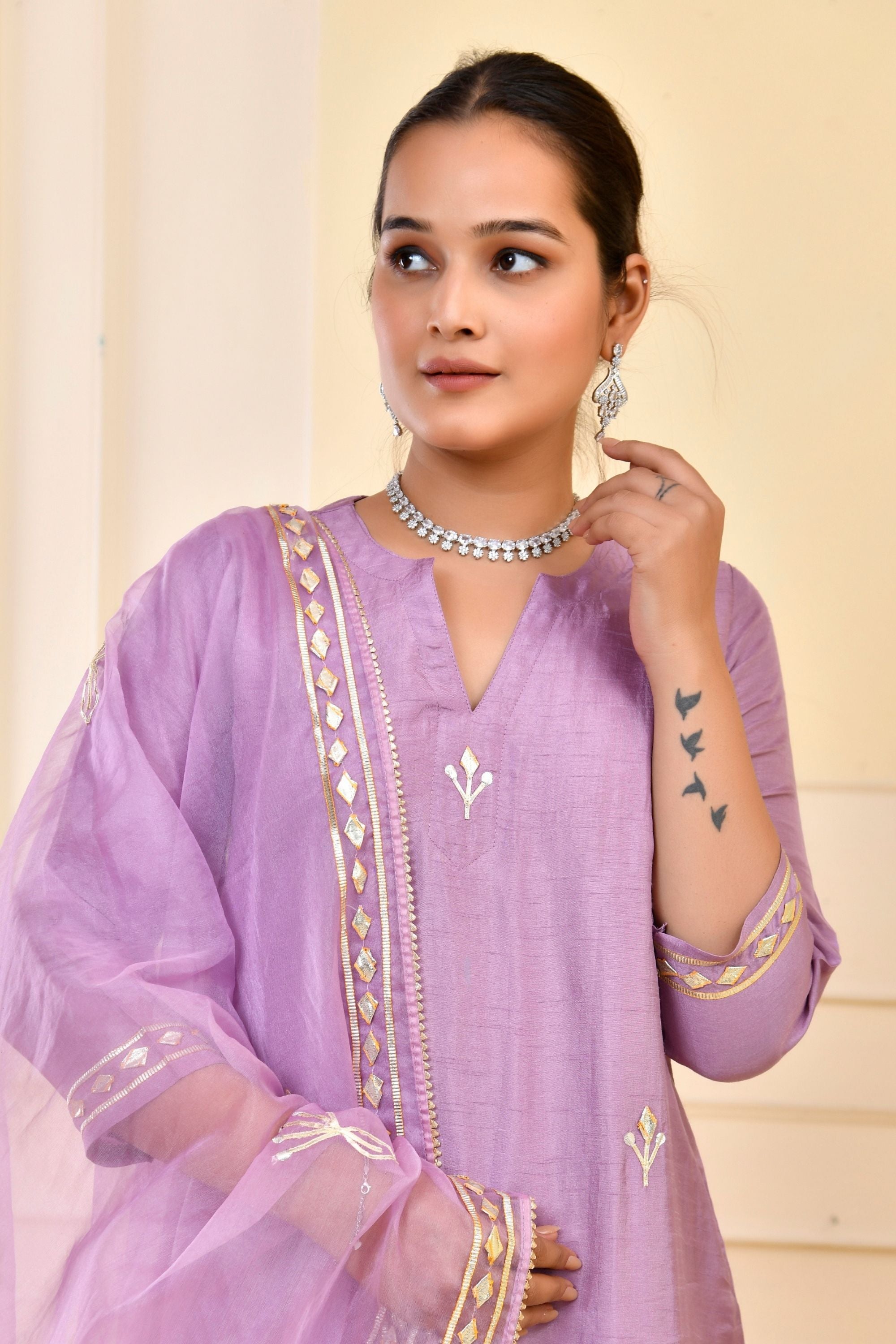 Lilac Dupatta Pant Set