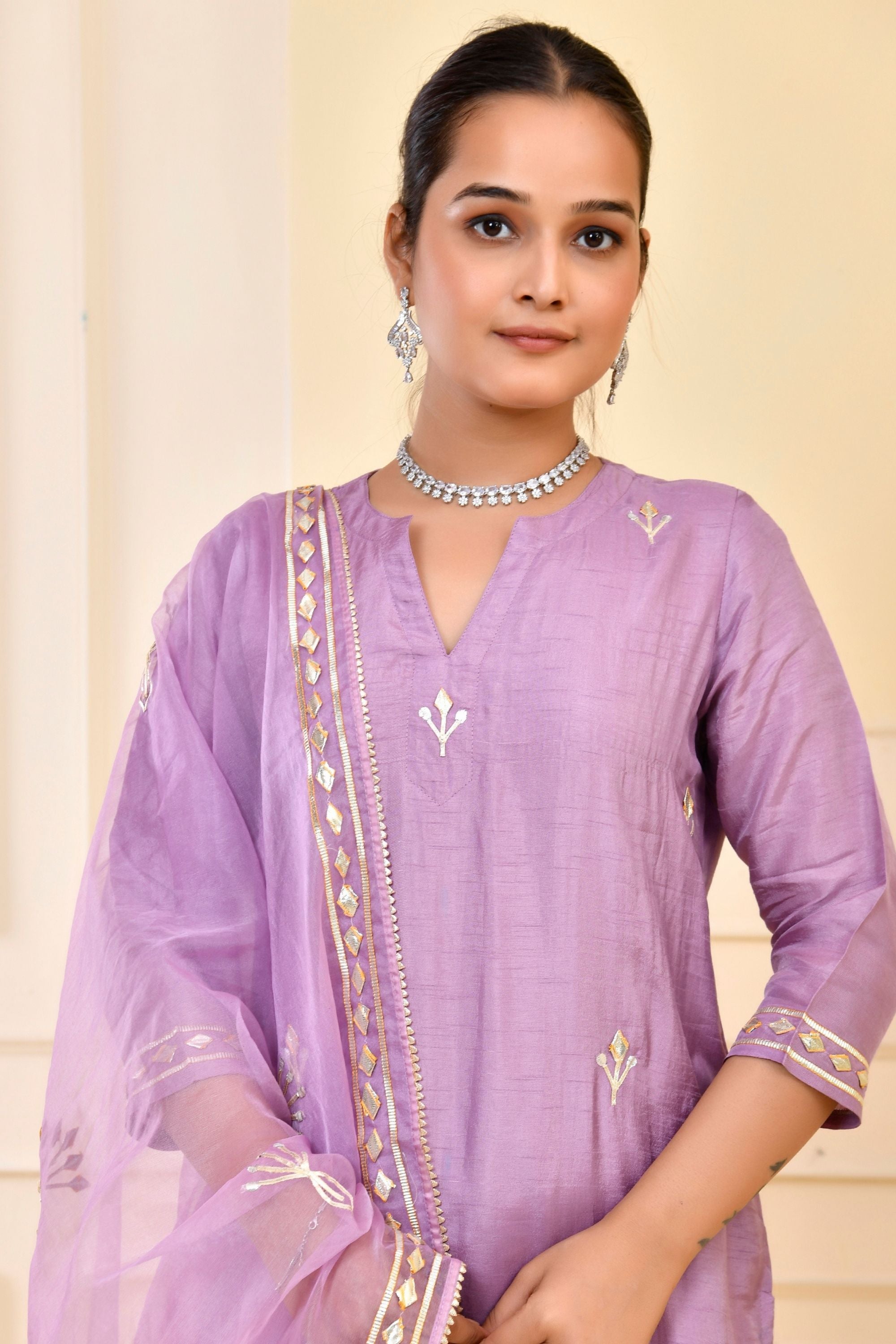 Lilac Dupatta Pant Set