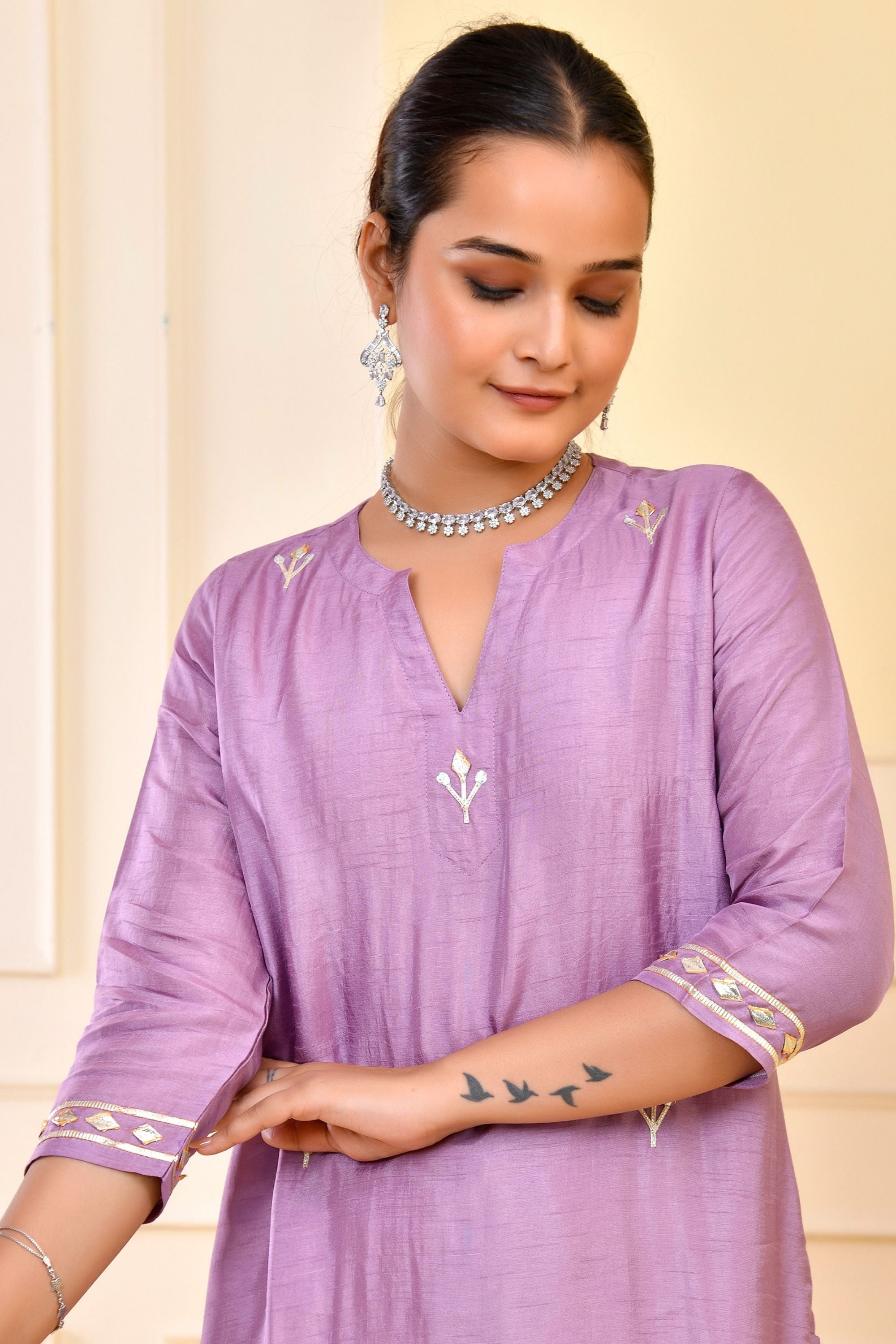 Lilac Dupatta Pant Set