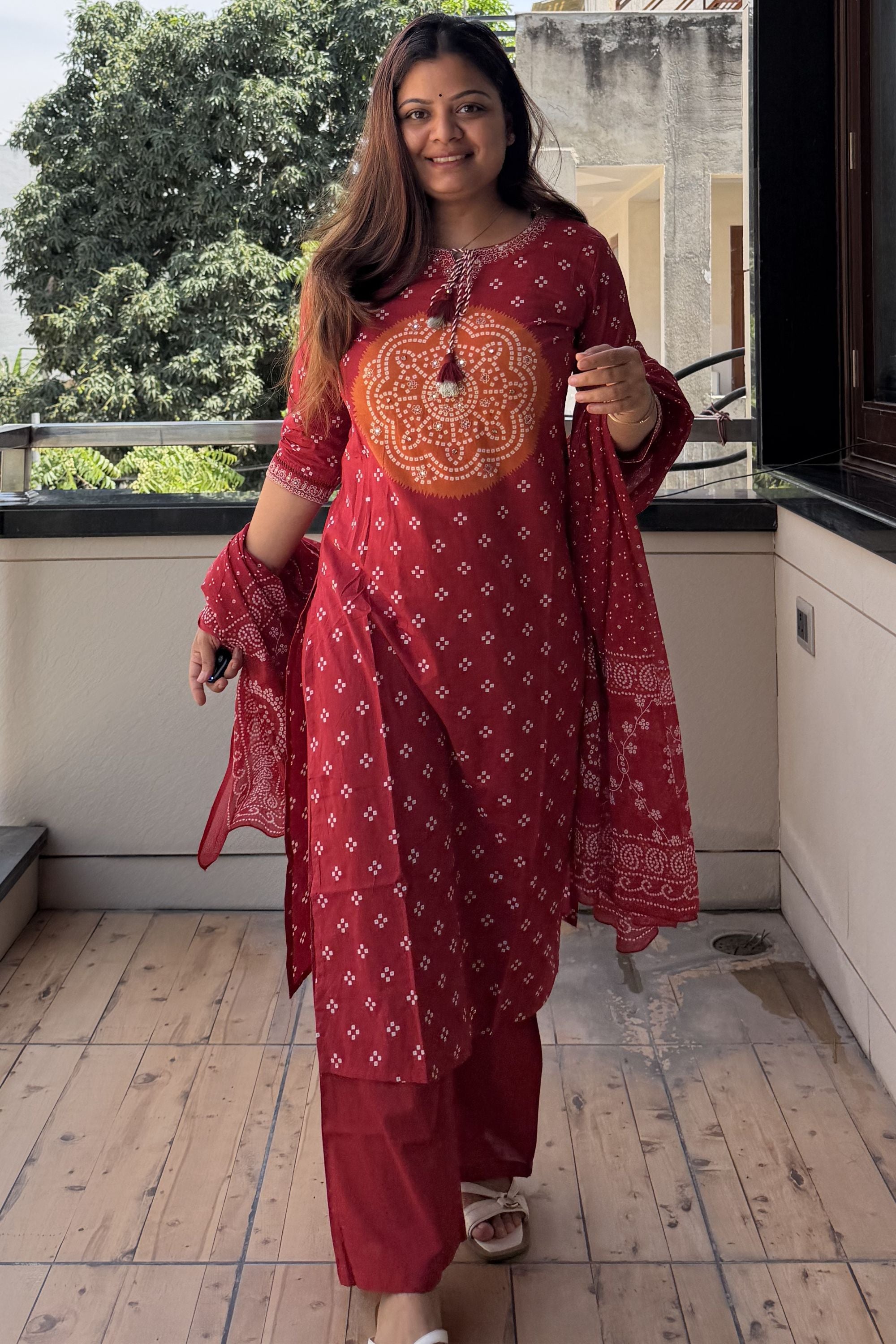 Bandhej Dupatta Pant set