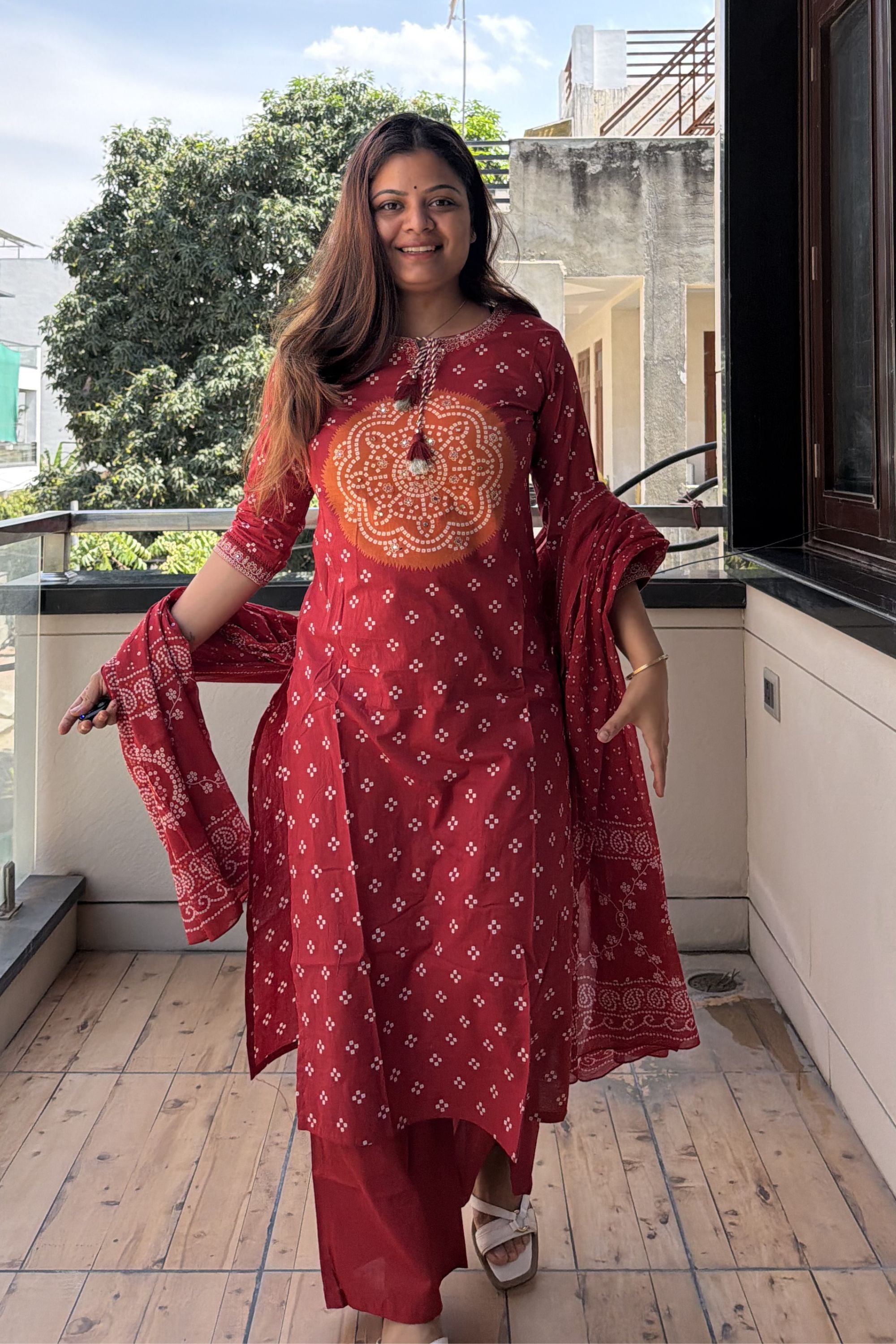 Bandhej Dupatta Pant set