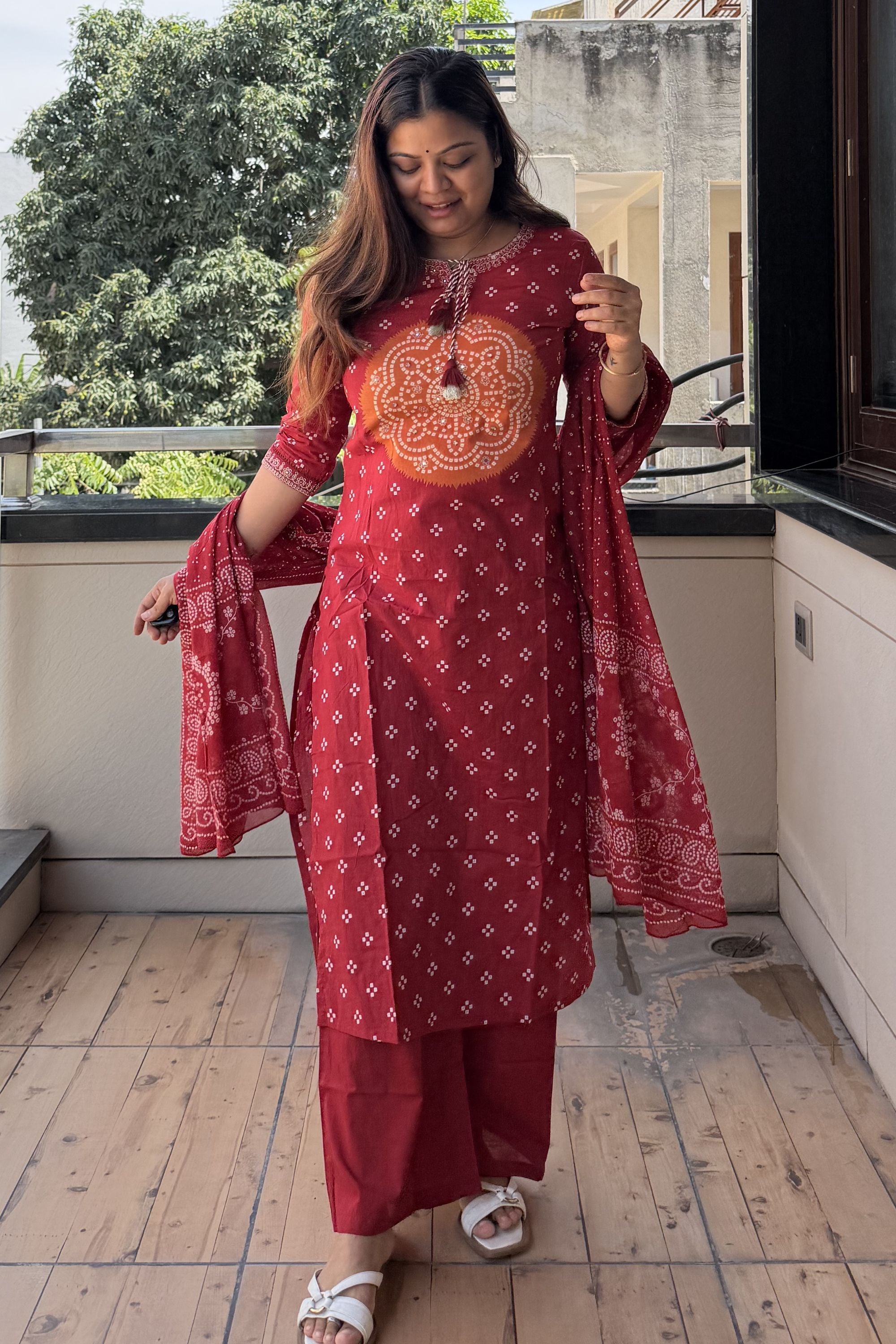 Bandhej Dupatta Pant set