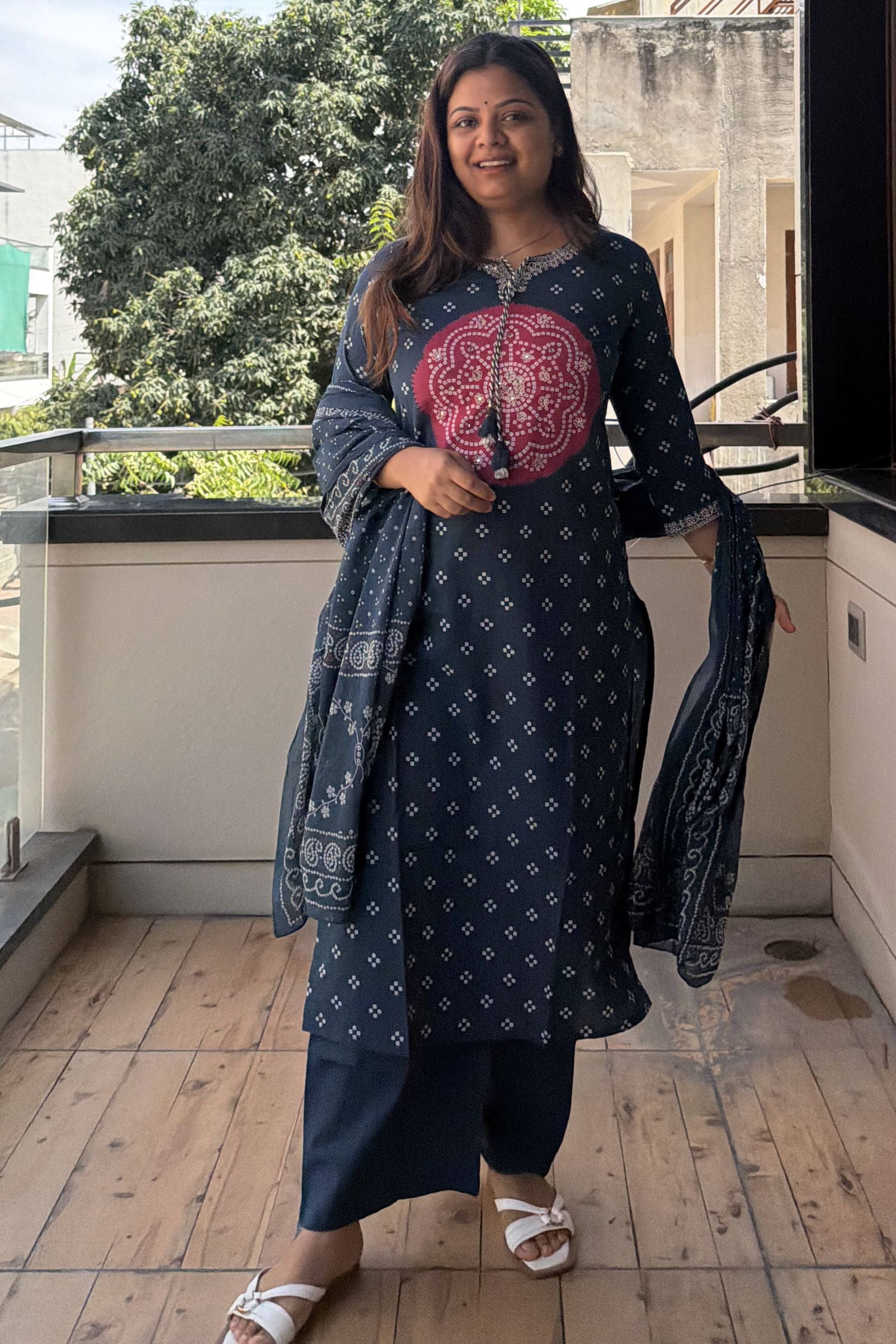 Bandhej Dupatta Pant Set
