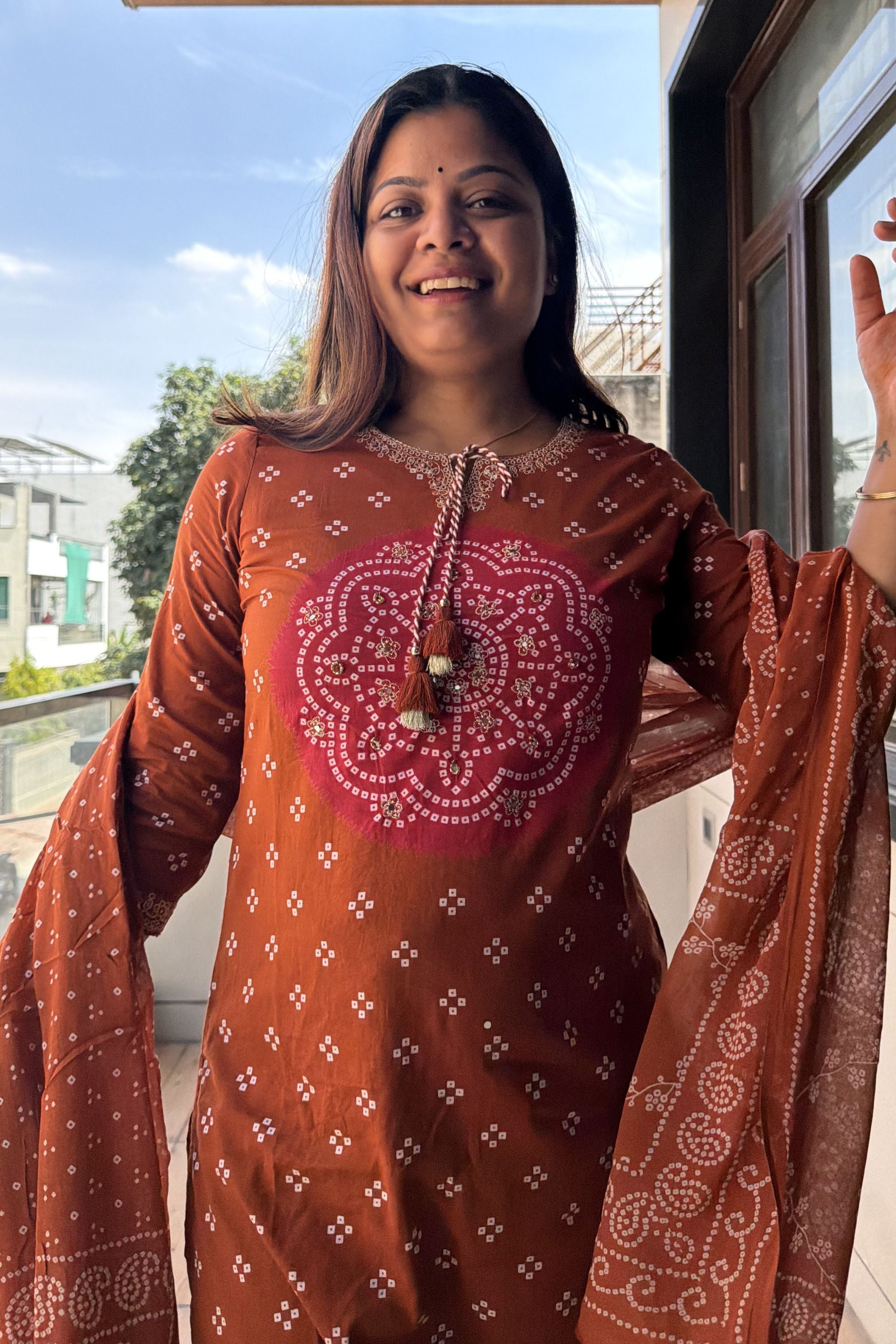 Bandhej Dupatta Pant Set