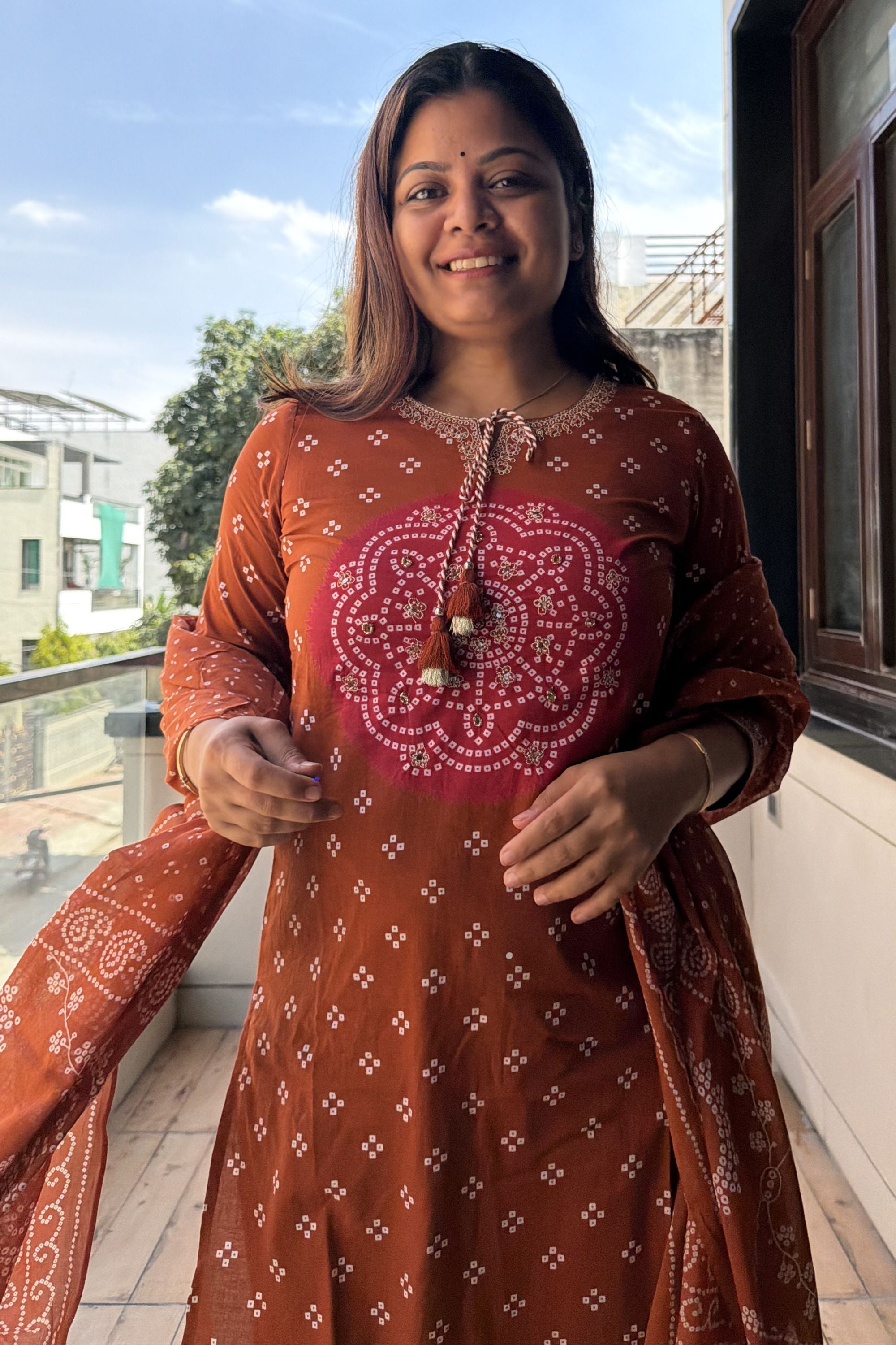 Bandhej Dupatta Pant Set