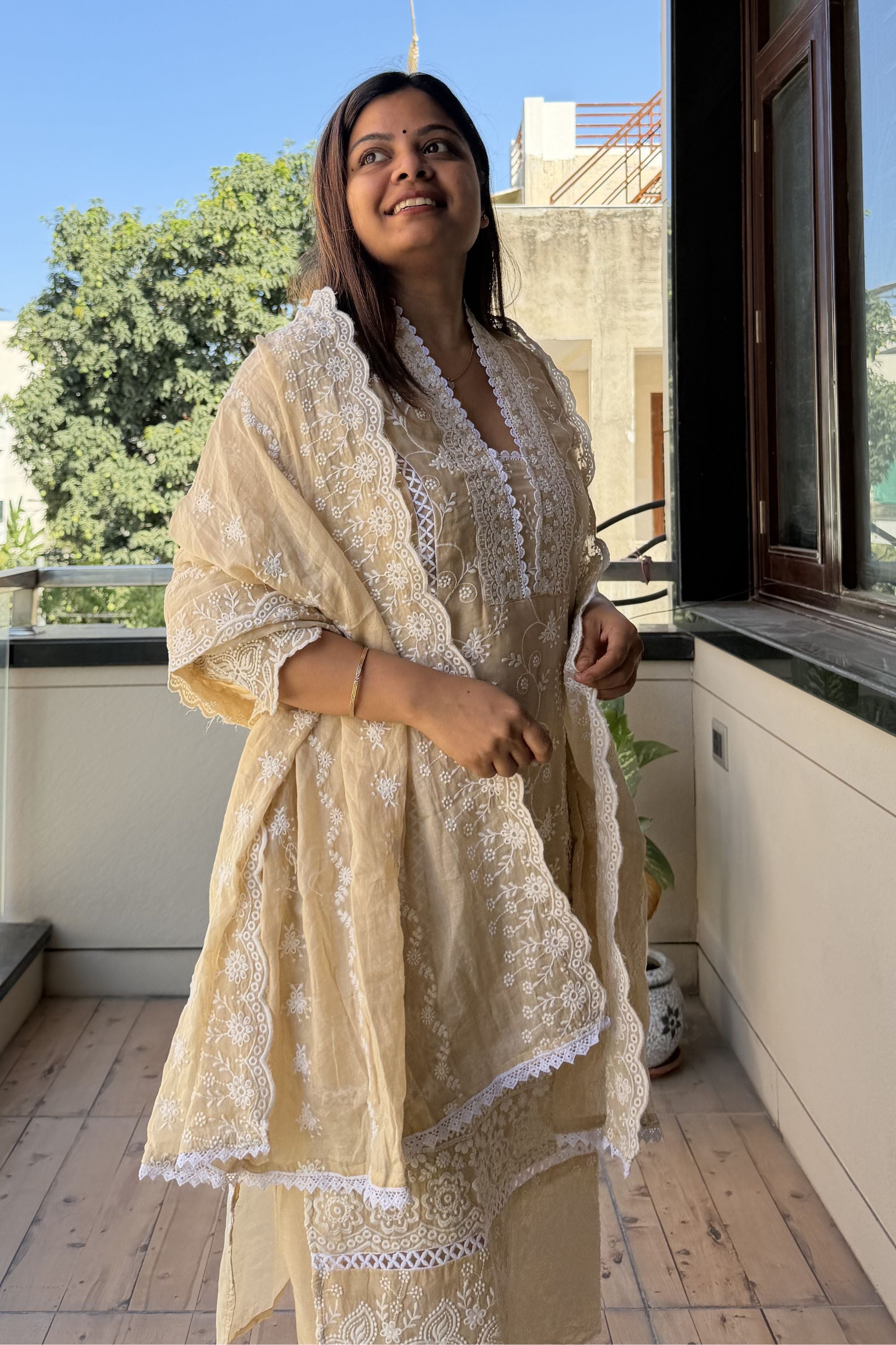 Lucknowi Dupatta Set
