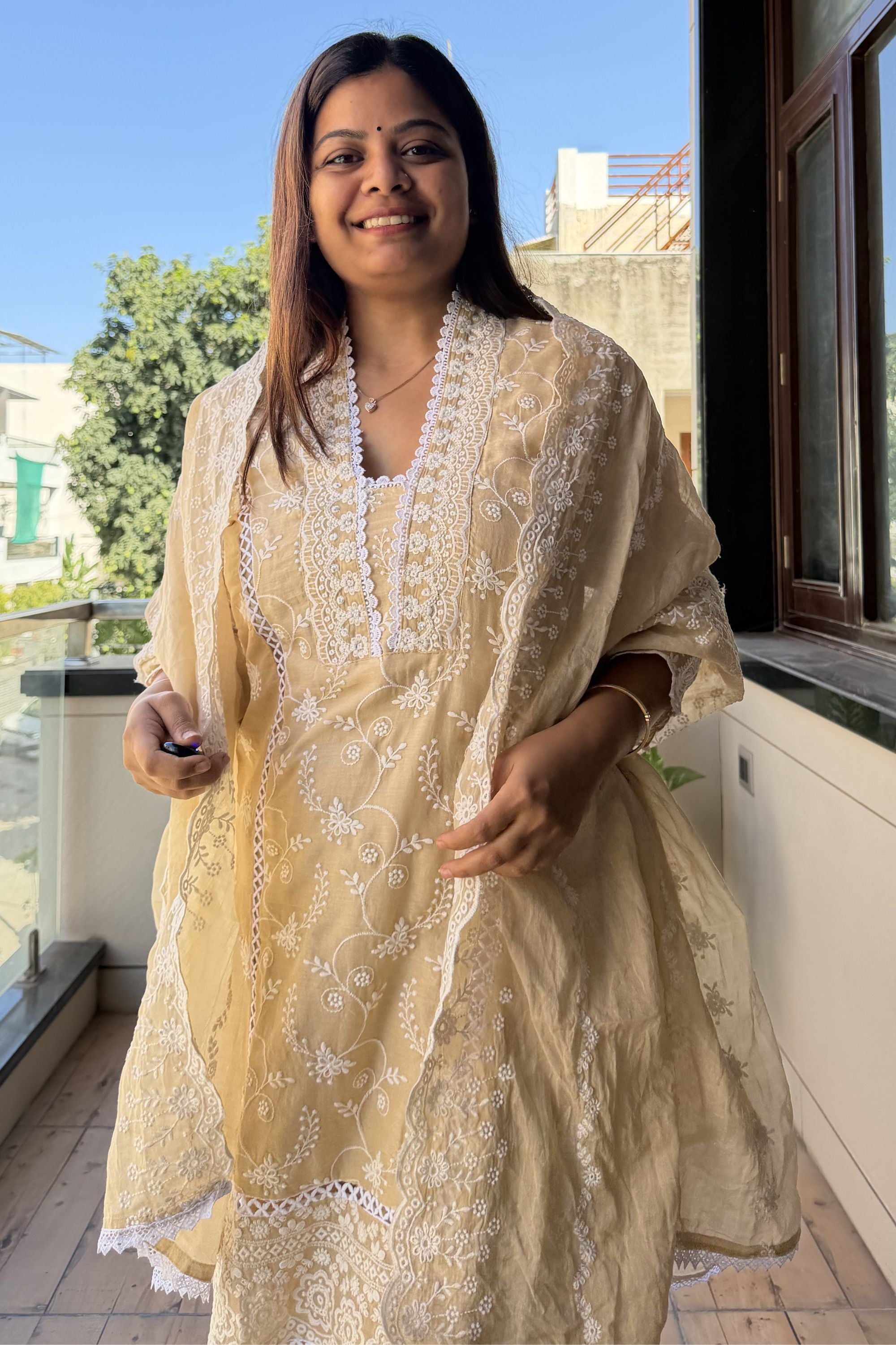 Lucknowi Dupatta Set