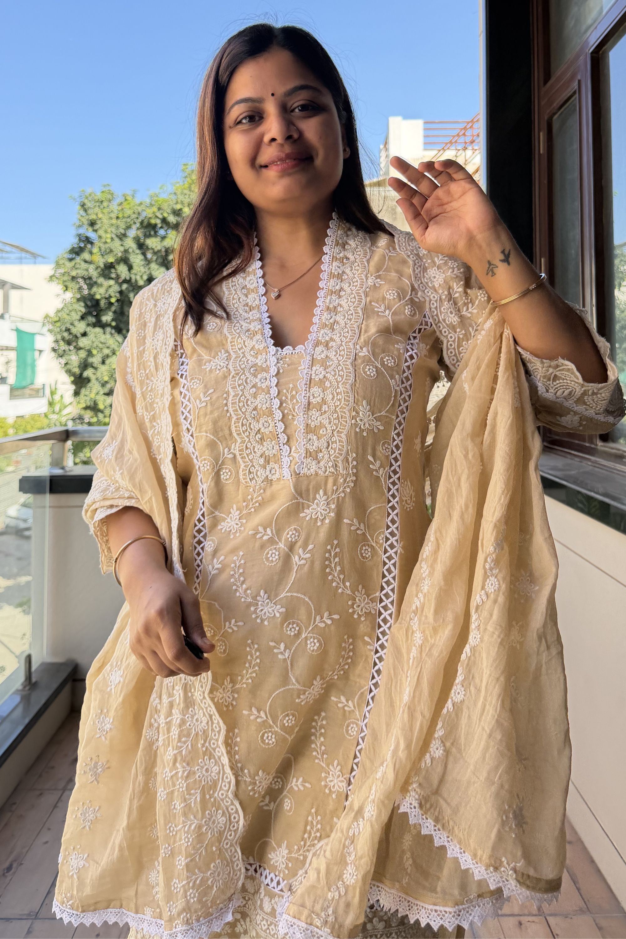 Lucknowi Dupatta Set