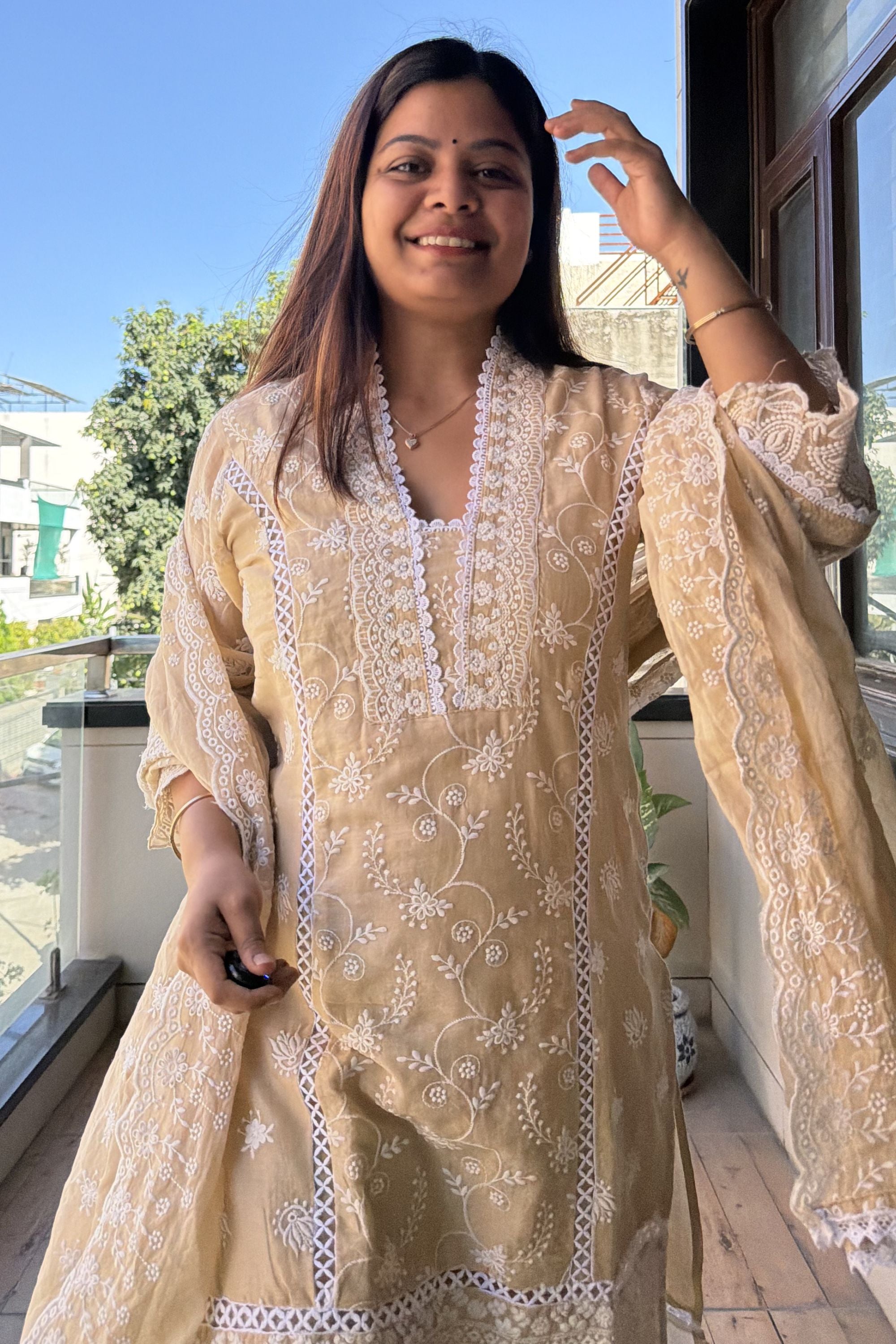 Lucknowi Dupatta Set
