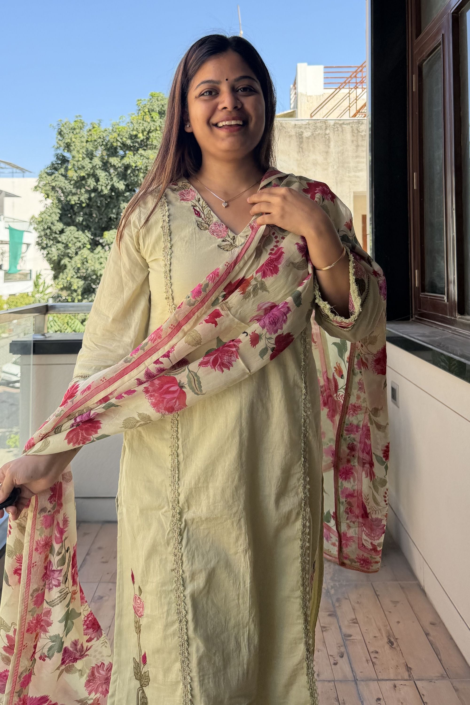 Floral Dupatta Pant Set