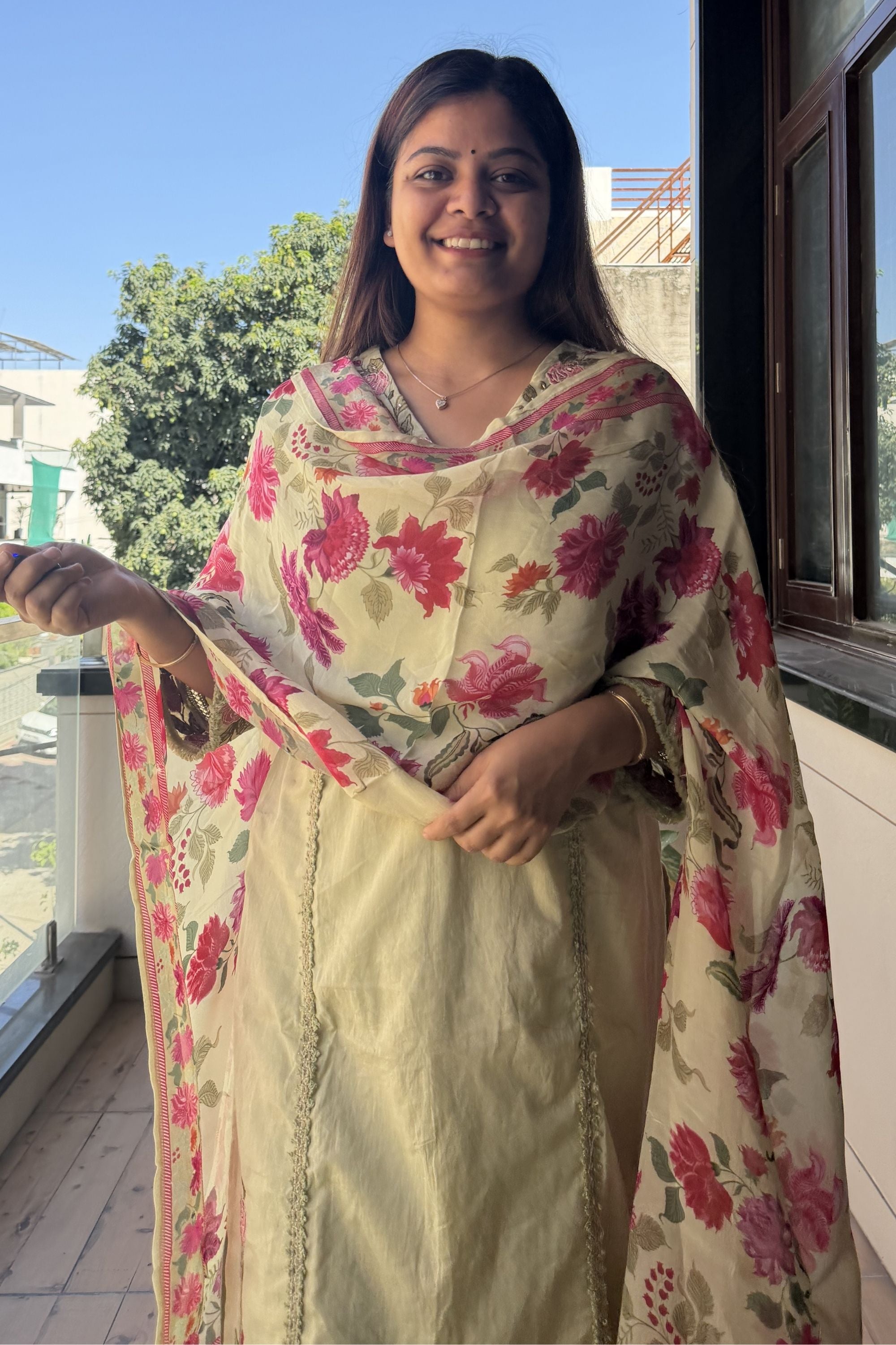 Floral Dupatta Pant Set