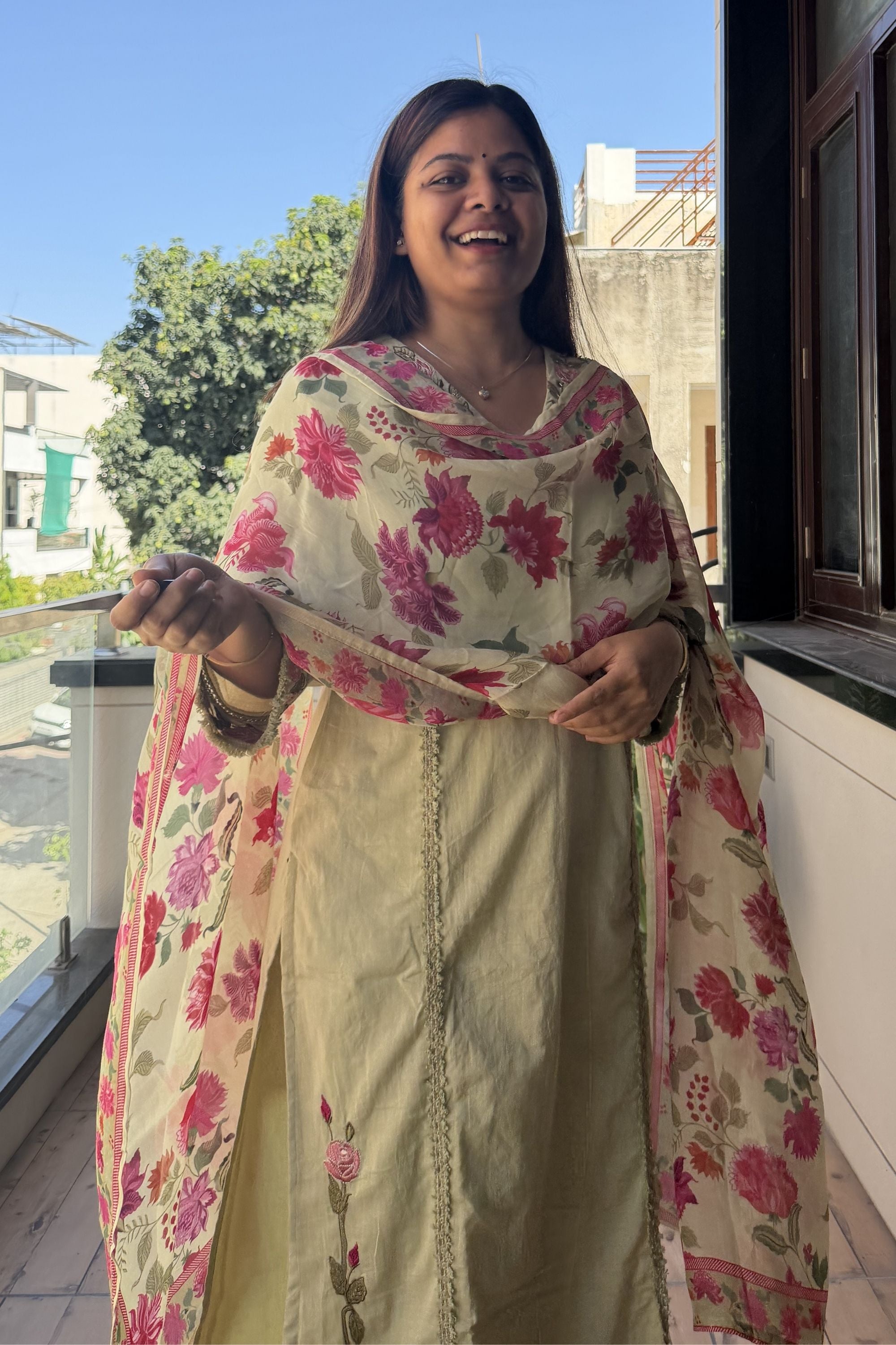 Floral Dupatta Pant Set