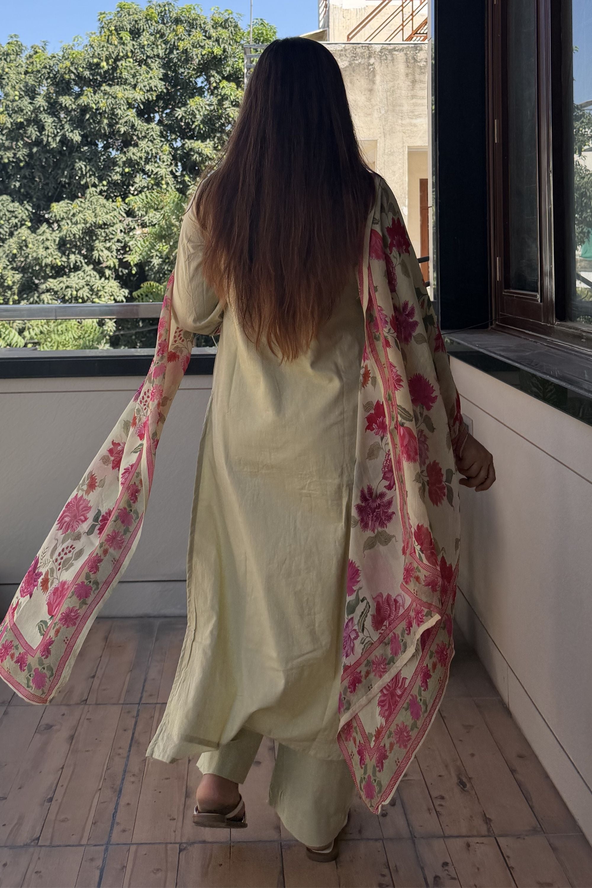 Floral Dupatta Pant Set