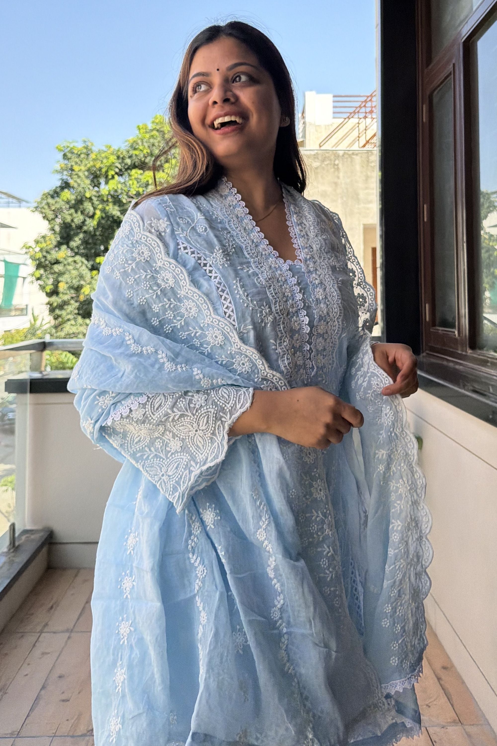 Lucknowi Dupatta Set