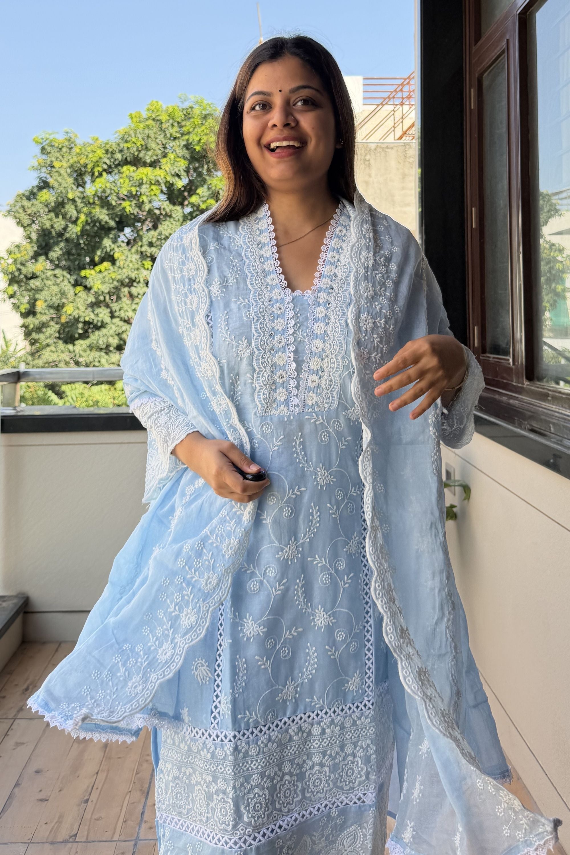 Lucknowi Dupatta Set