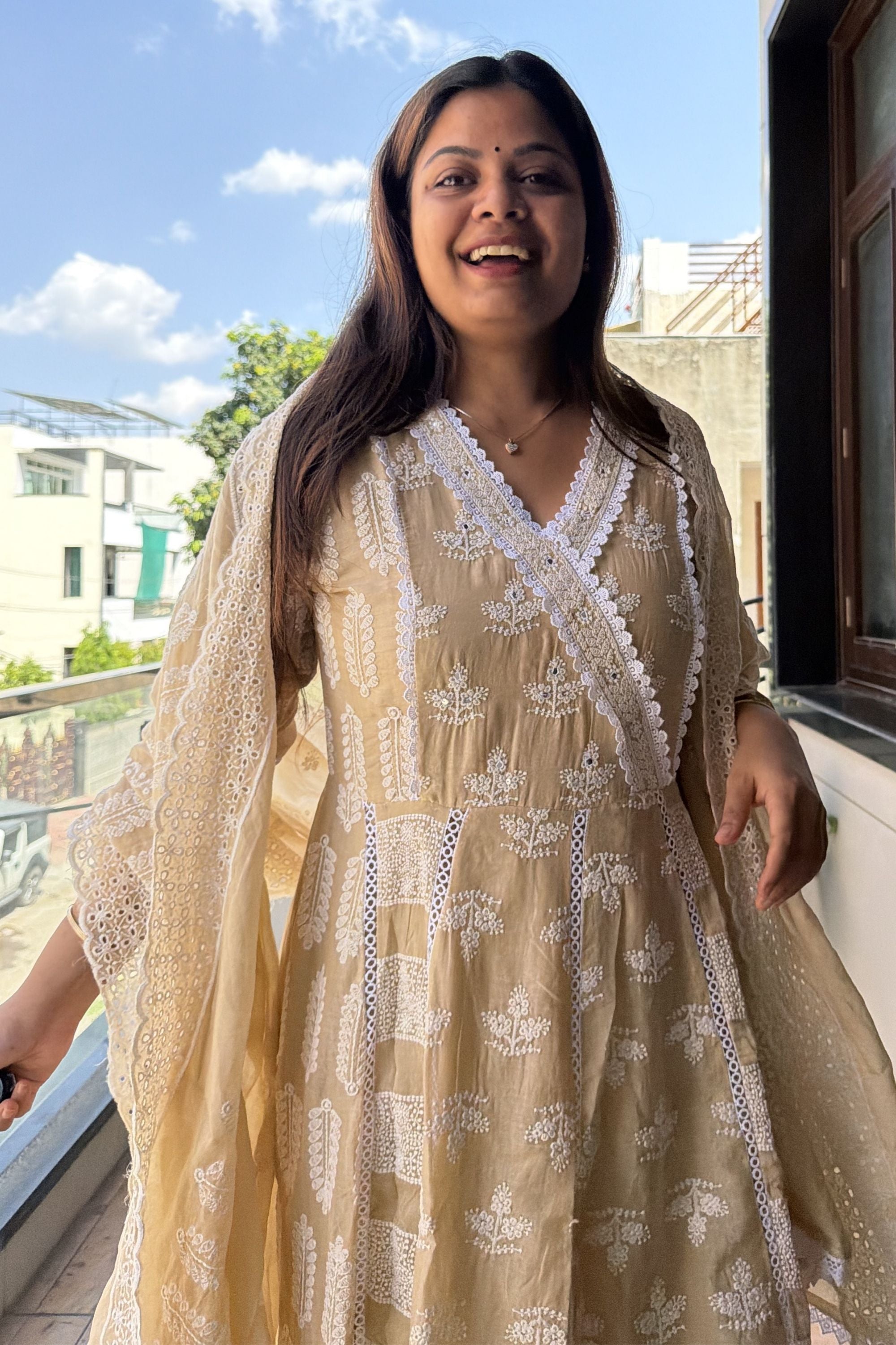 Lucknowi Dupatta Set