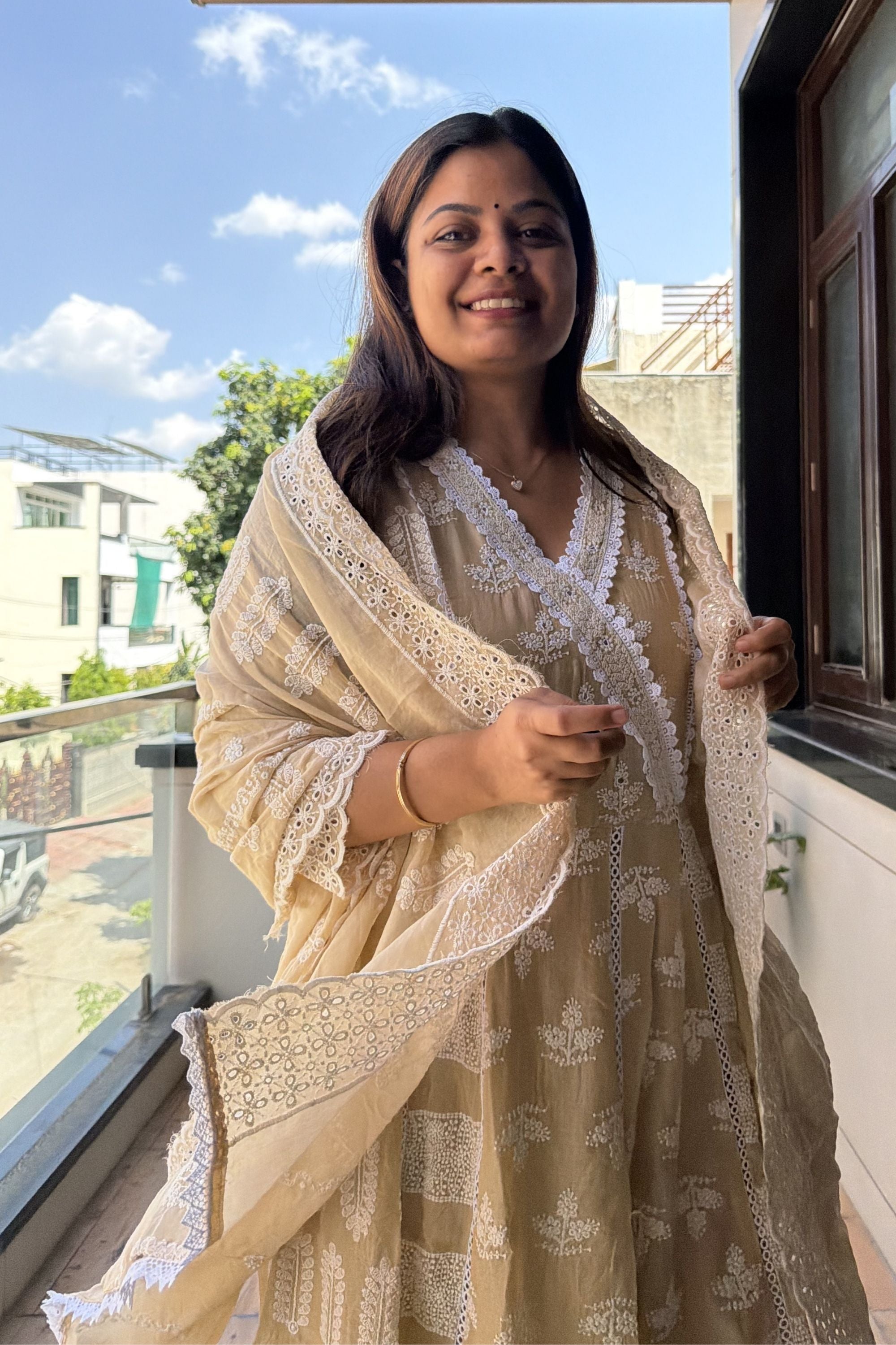 Lucknowi Dupatta Set