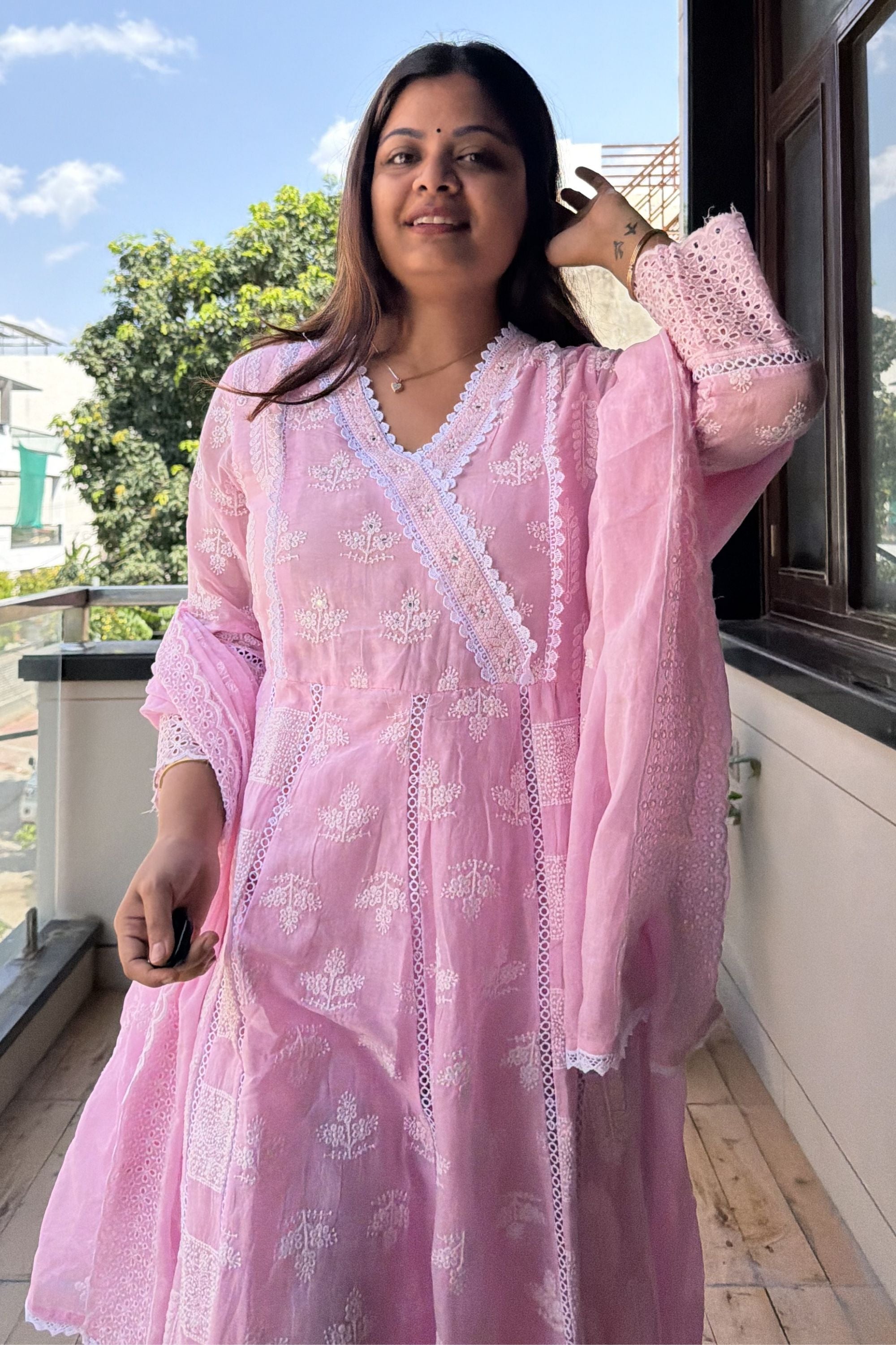 Lucknowi Dupatta Set
