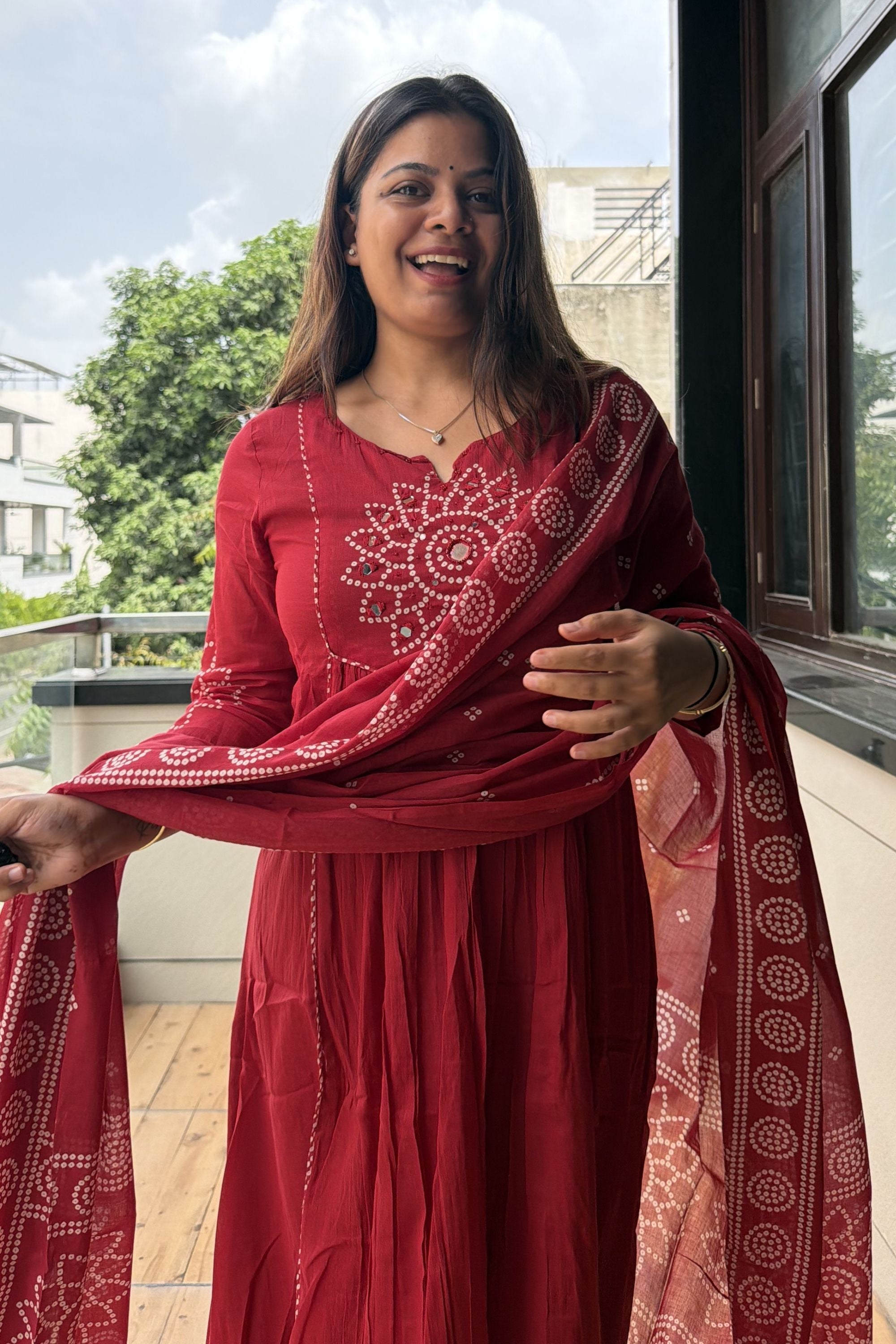 Bandhej Dupatta Set