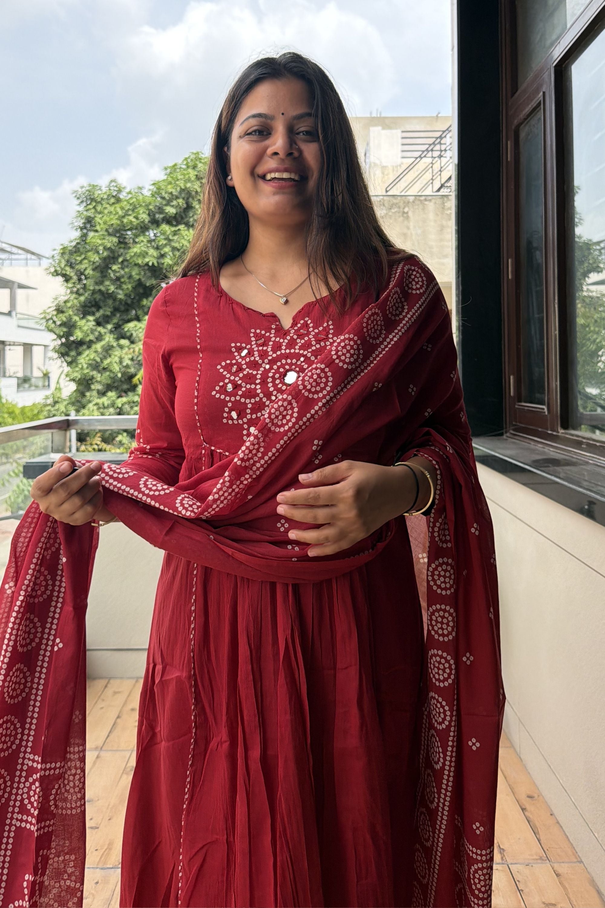 Bandhej Dupatta Set