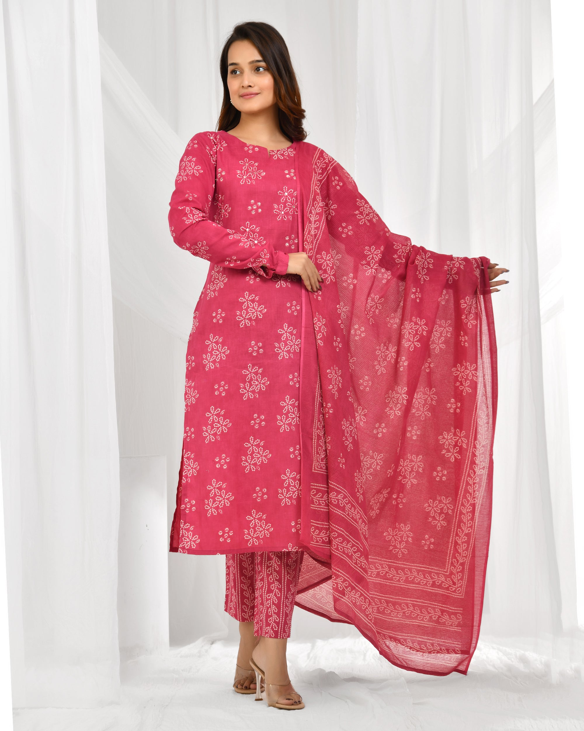 Churidar Sleeve Dupatta Pant Set