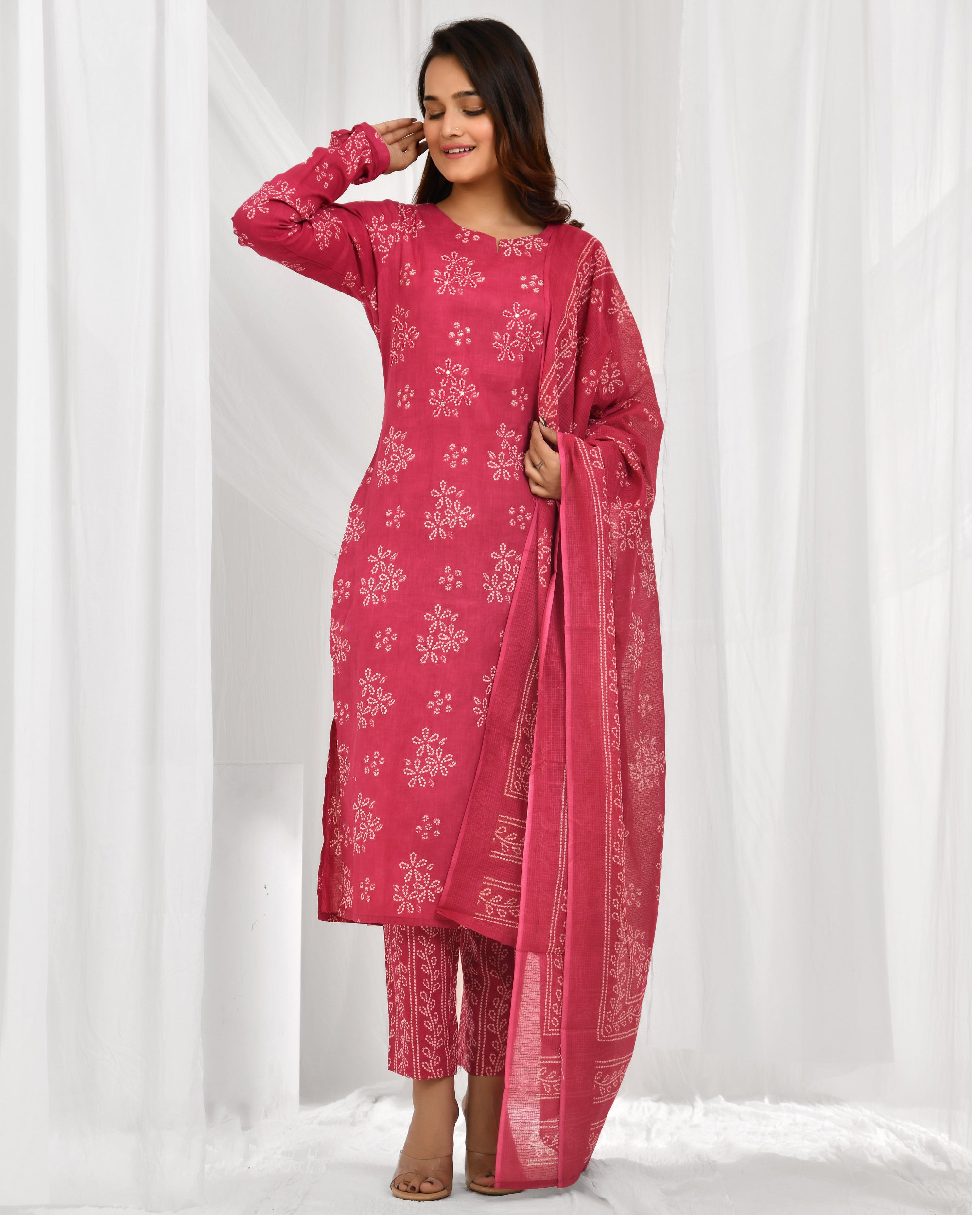 Churidar Sleeve Dupatta Pant Set
