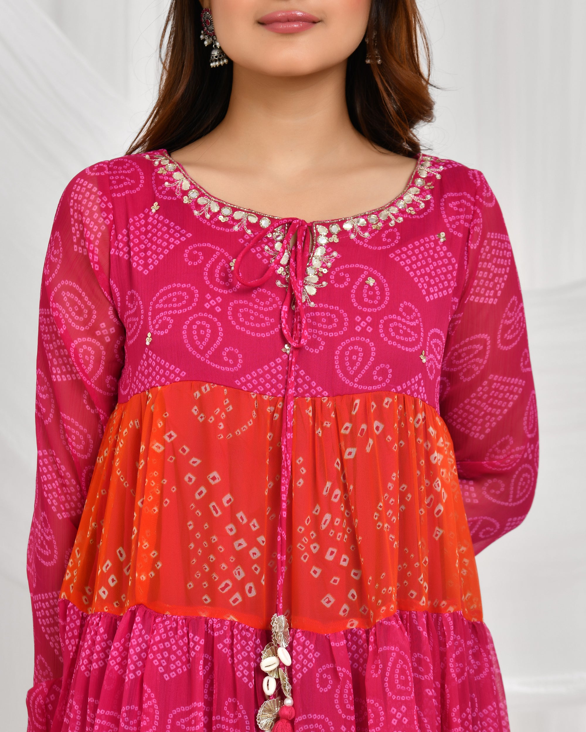 Bandhej Anarkali Dupatta Set