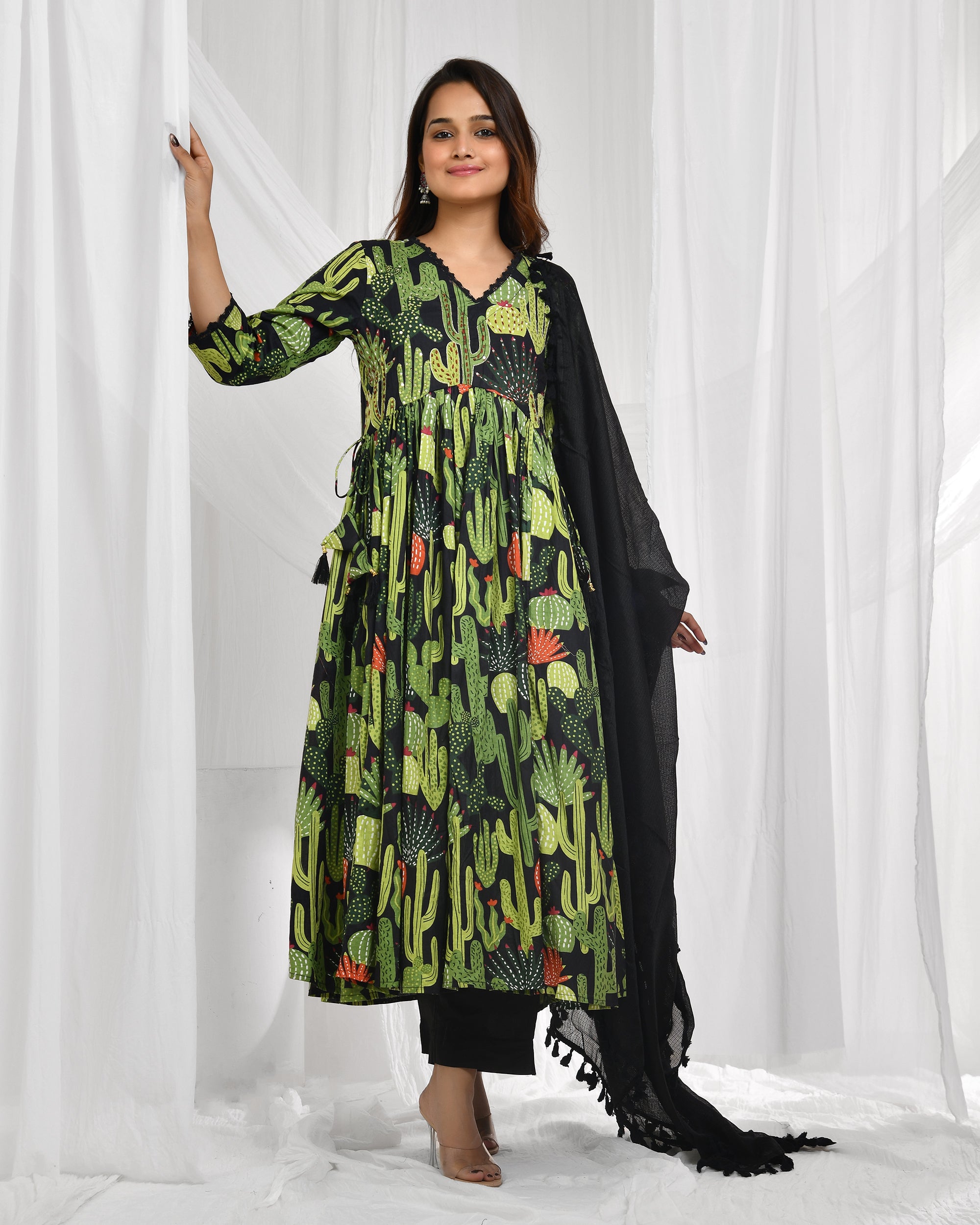 Cactus Anarkali Dupatta Set