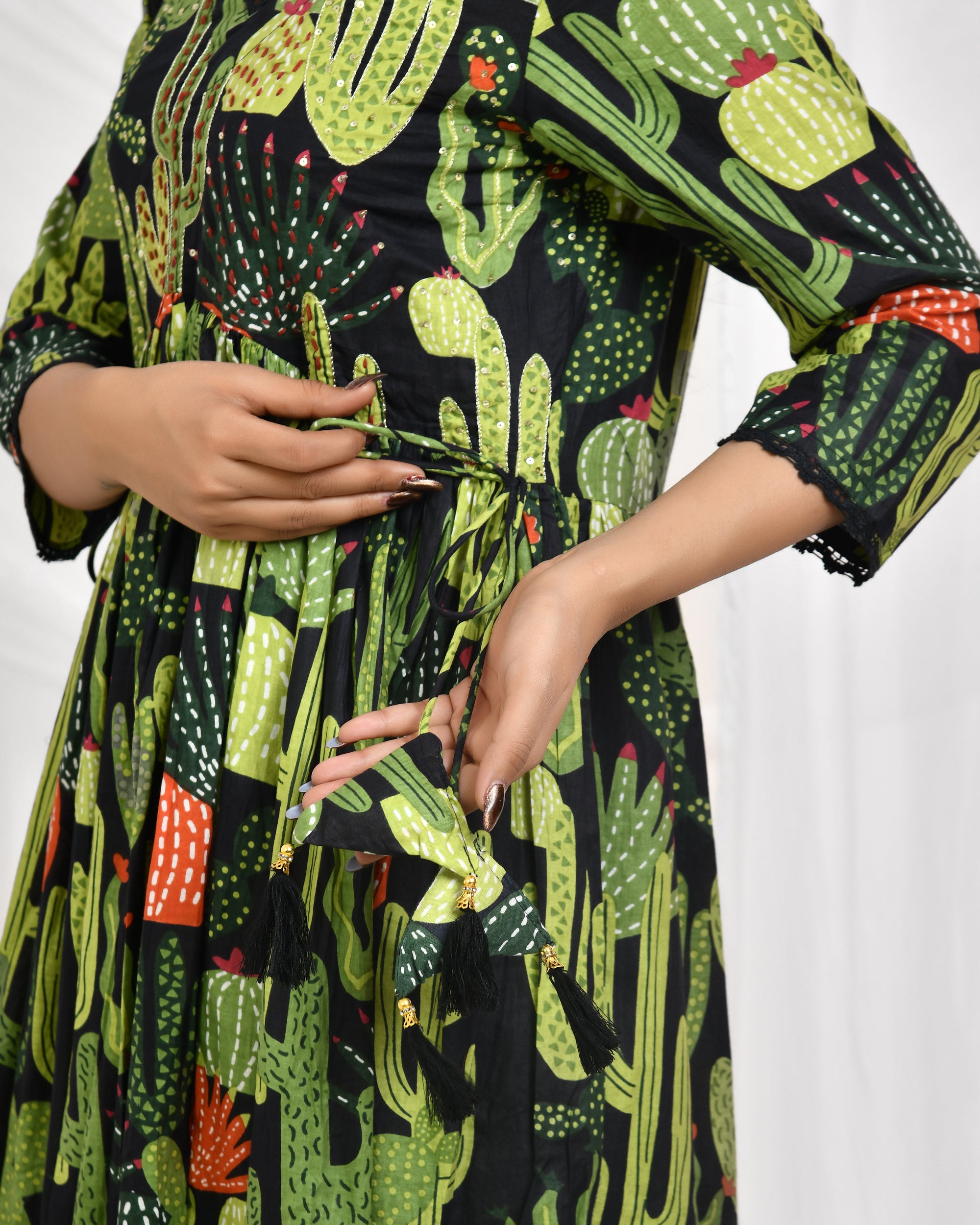 Cactus Anarkali Dupatta Set