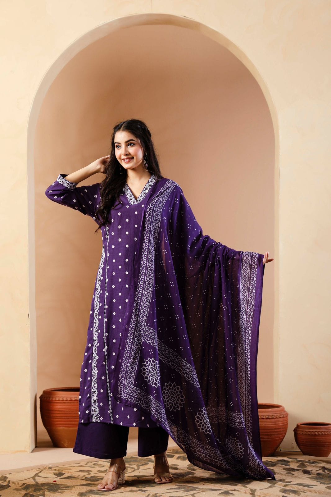 Bandhej Dupatta Pant Set