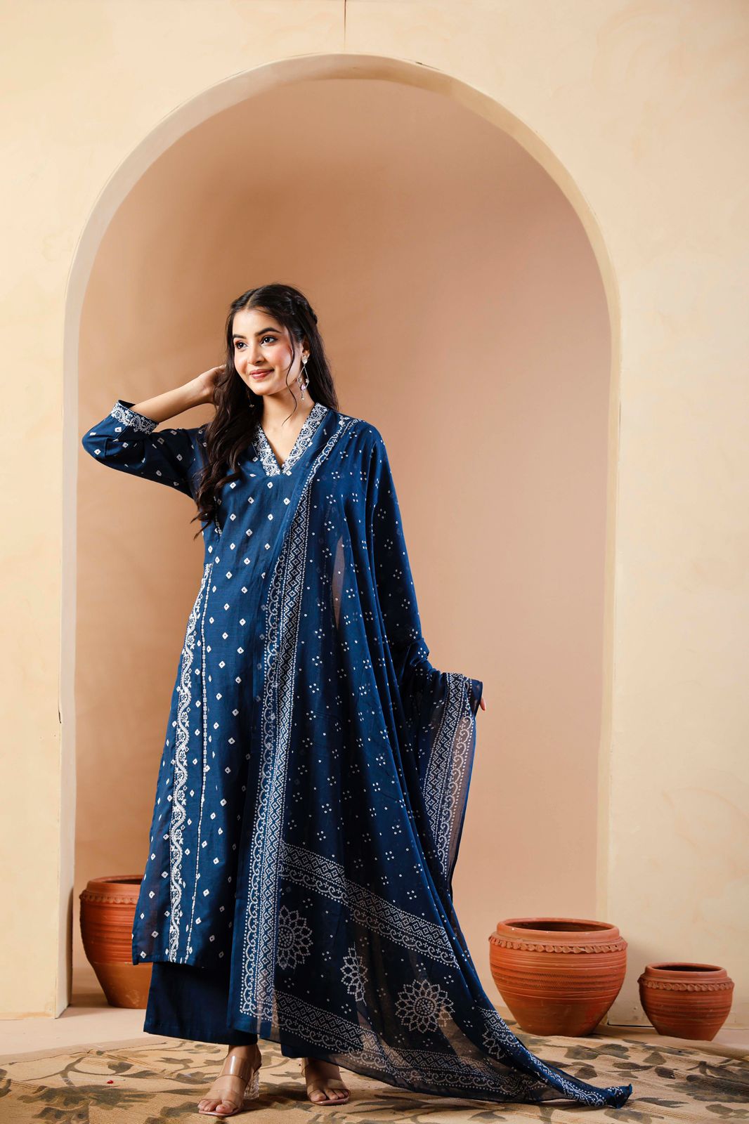 Bandhej Dupatta Pant Set