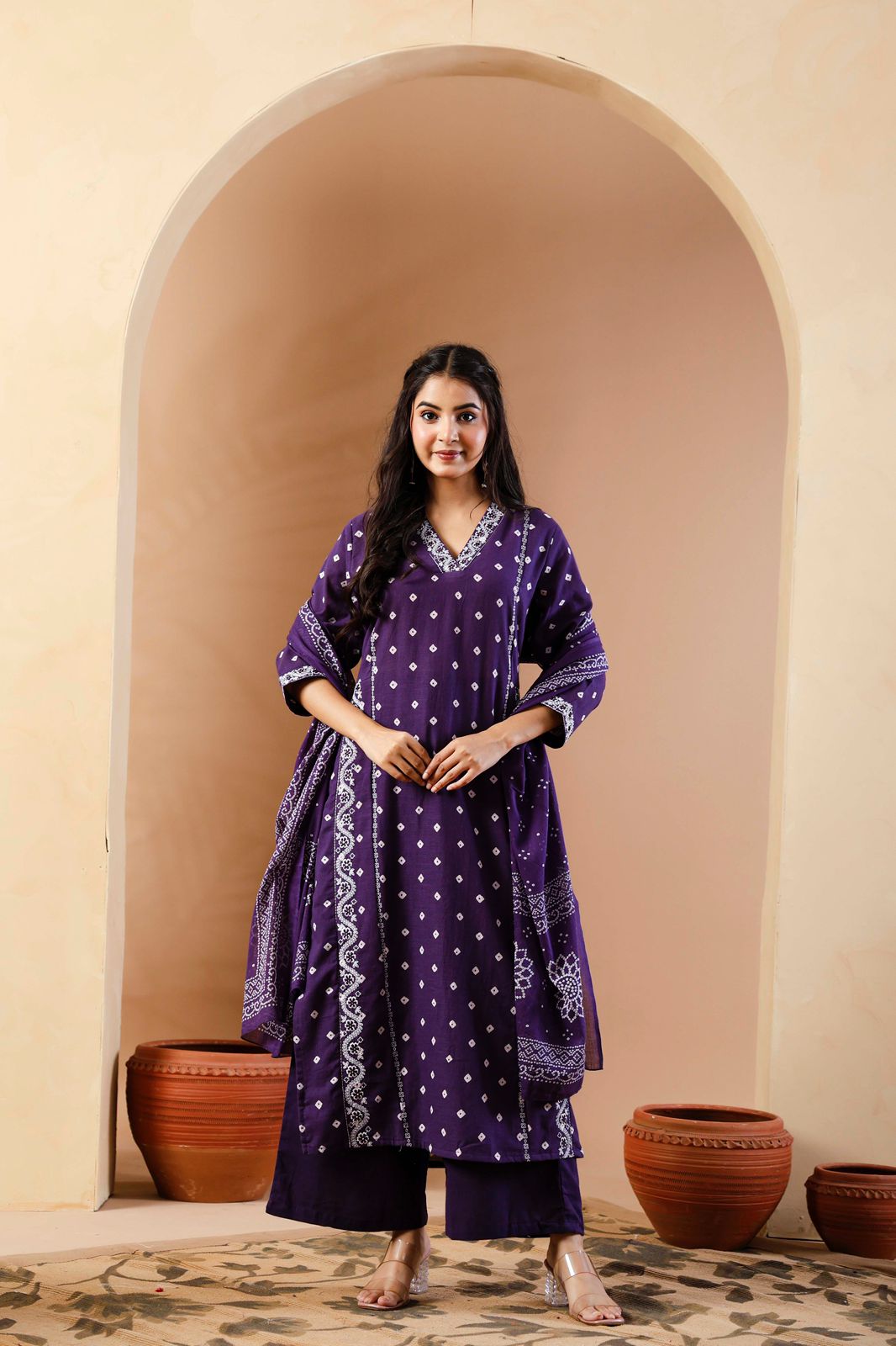 Bandhej Dupatta Pant Set